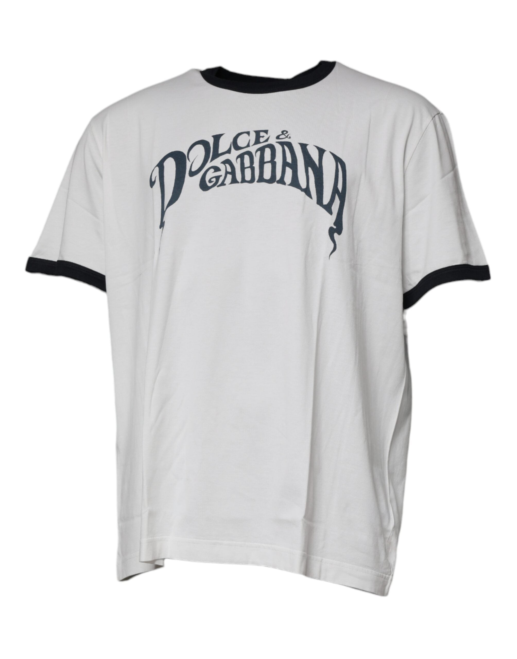 White Graphic Print Cotton Crew Neck T-shirt - ventzia