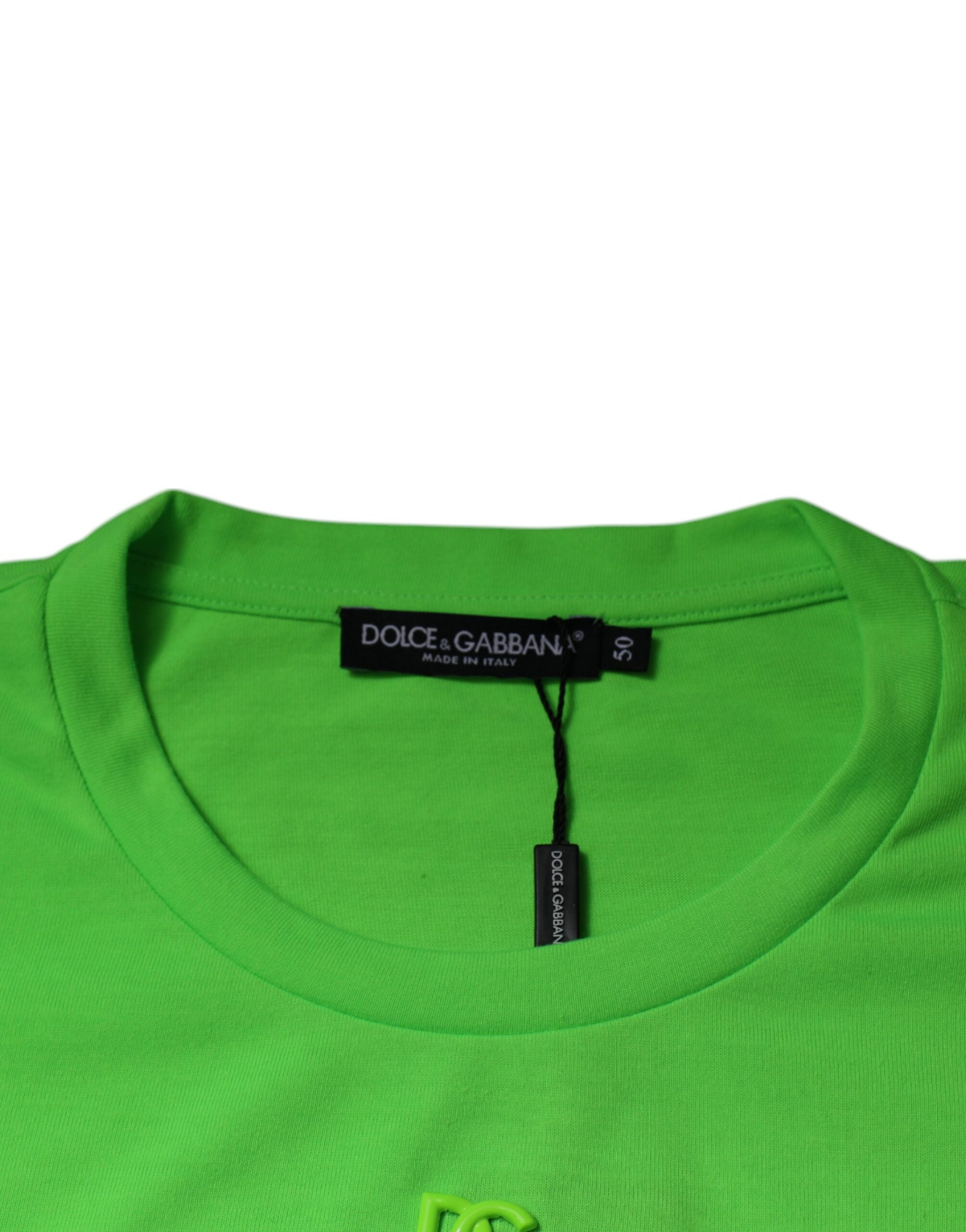 Green DG Logo Cotton Crew Neck T-shirt - ventzia