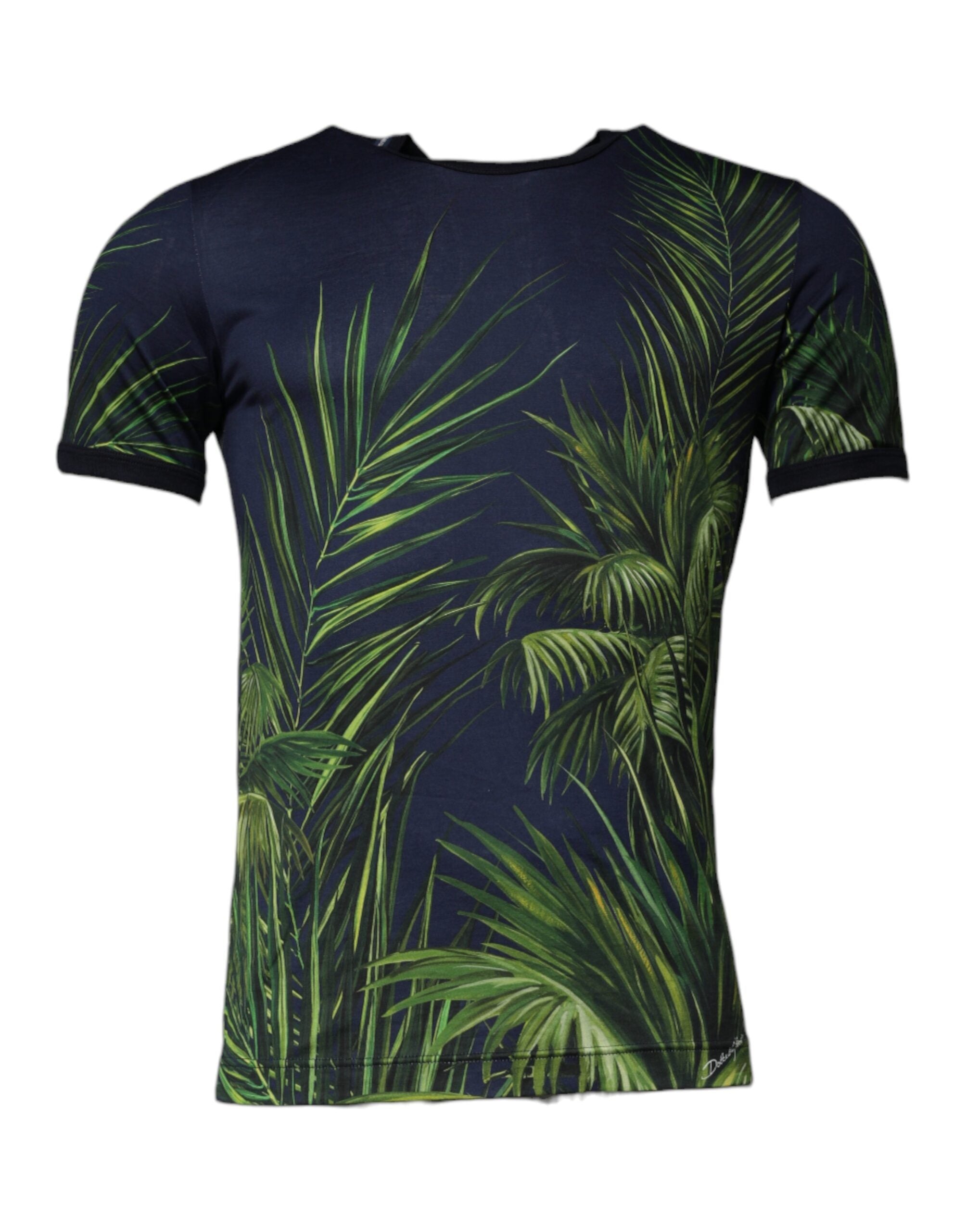 Blue Tree Print CrewNeck Short Sleeve T-shirt - ventzia