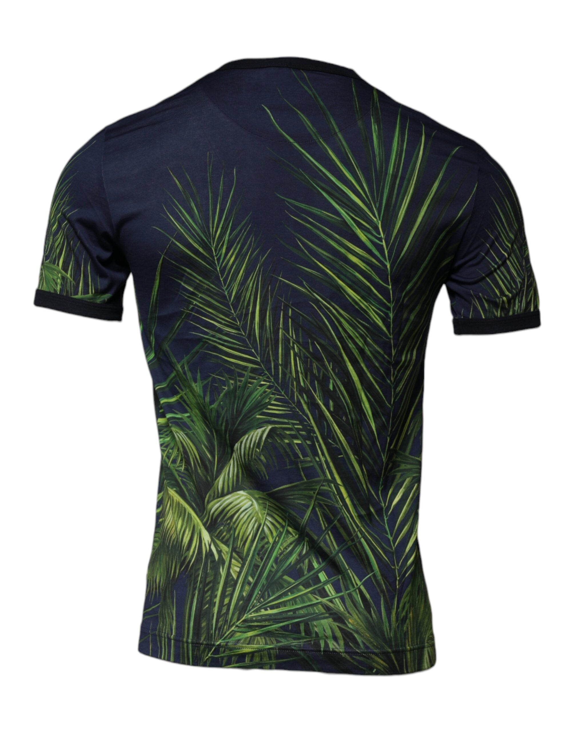 Blue Tree Print CrewNeck Short Sleeve T-shirt - ventzia