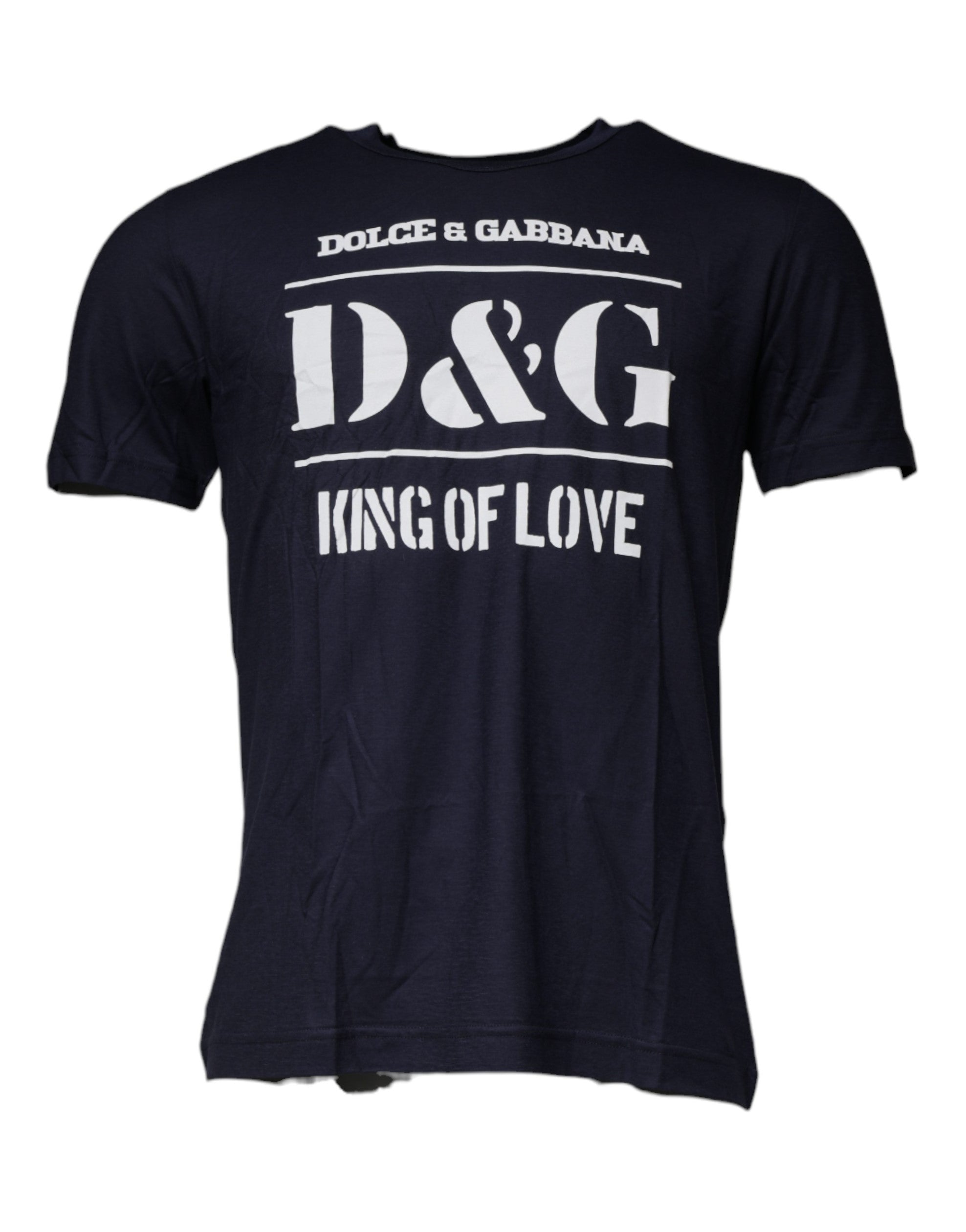 Blue D&G King Of Love Cotton Crew Neck T-shirt - ventzia