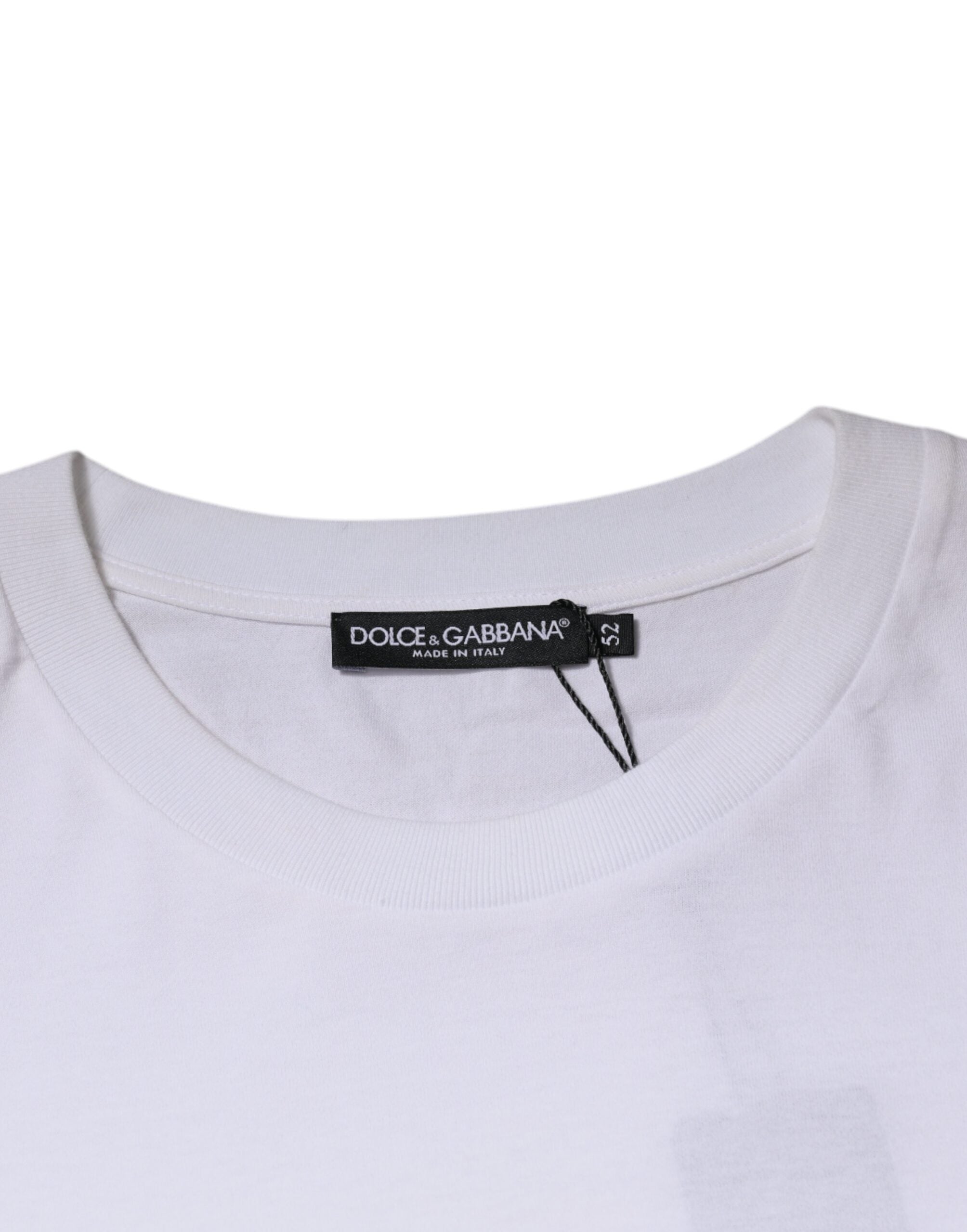 White DG Milano Cotton Crew Neck T-shirt - ventzia