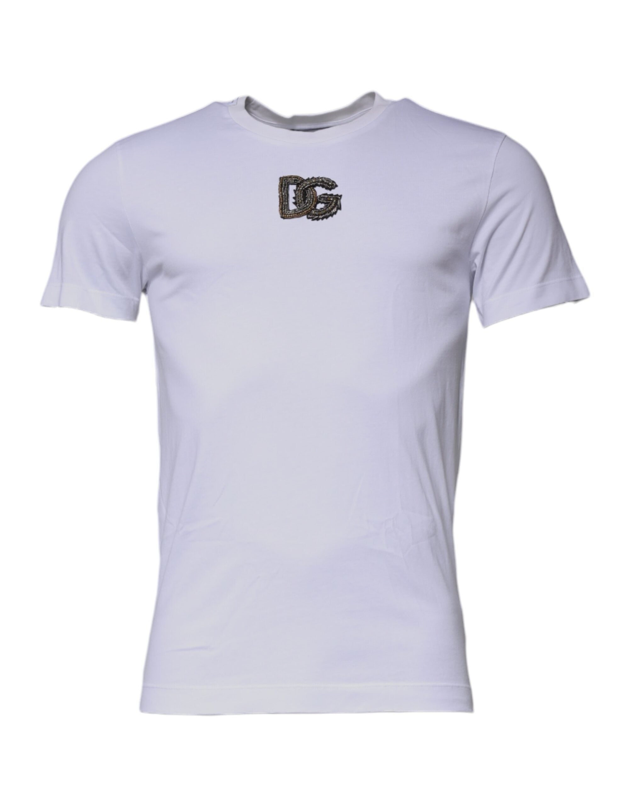 White DG Logo Cotton Crew Neck T-shirt - ventzia