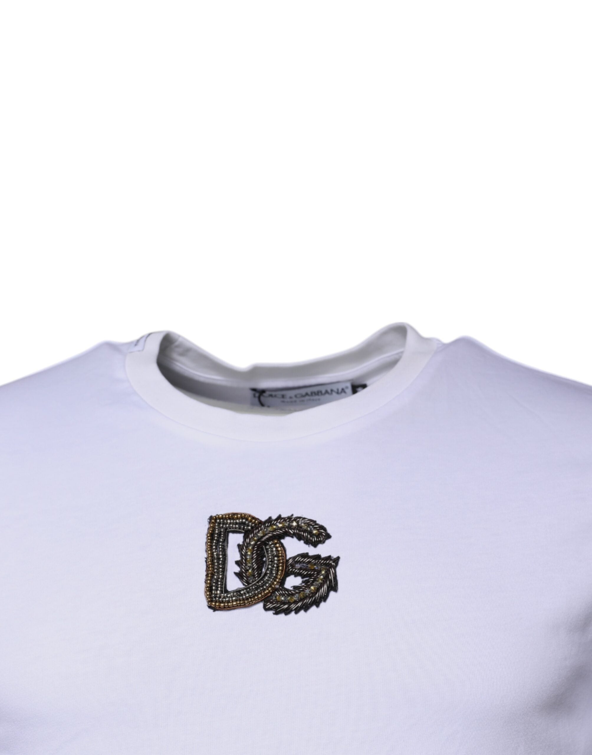 White DG Logo Cotton Crew Neck T-shirt - ventzia