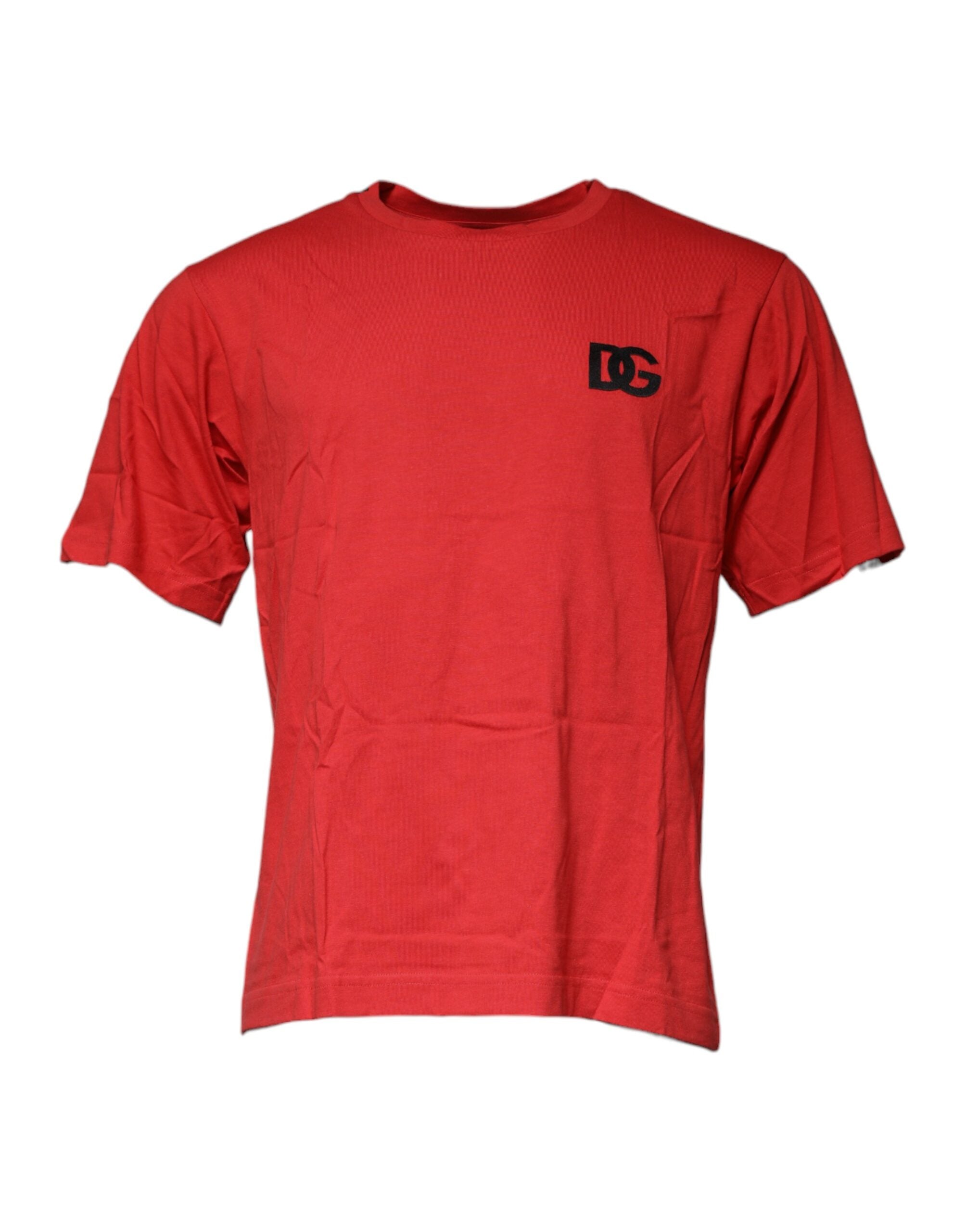 Red DG Logo Cotton Crew Neck T-shirt - ventzia