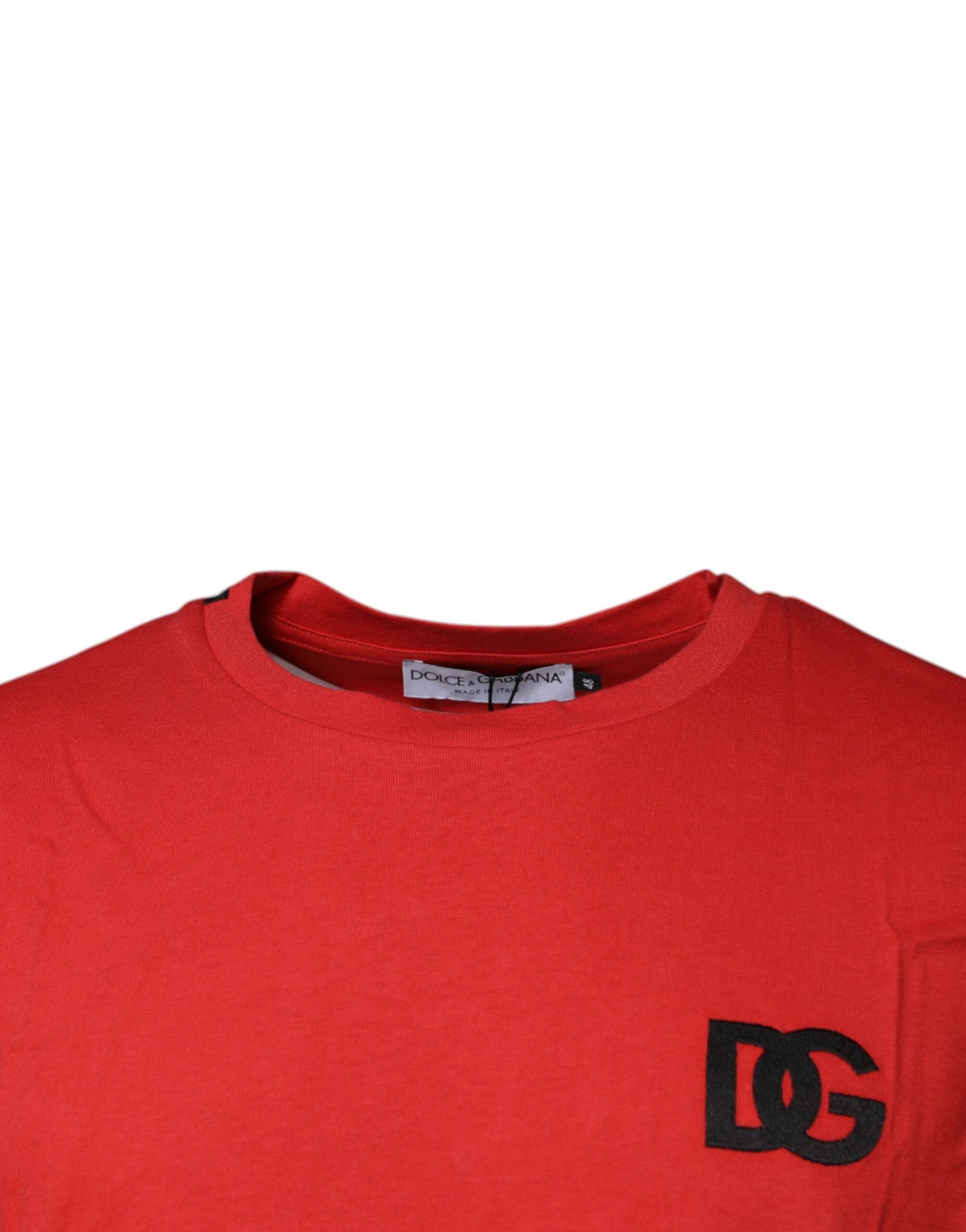 Red DG Logo Cotton Crew Neck T-shirt - ventzia
