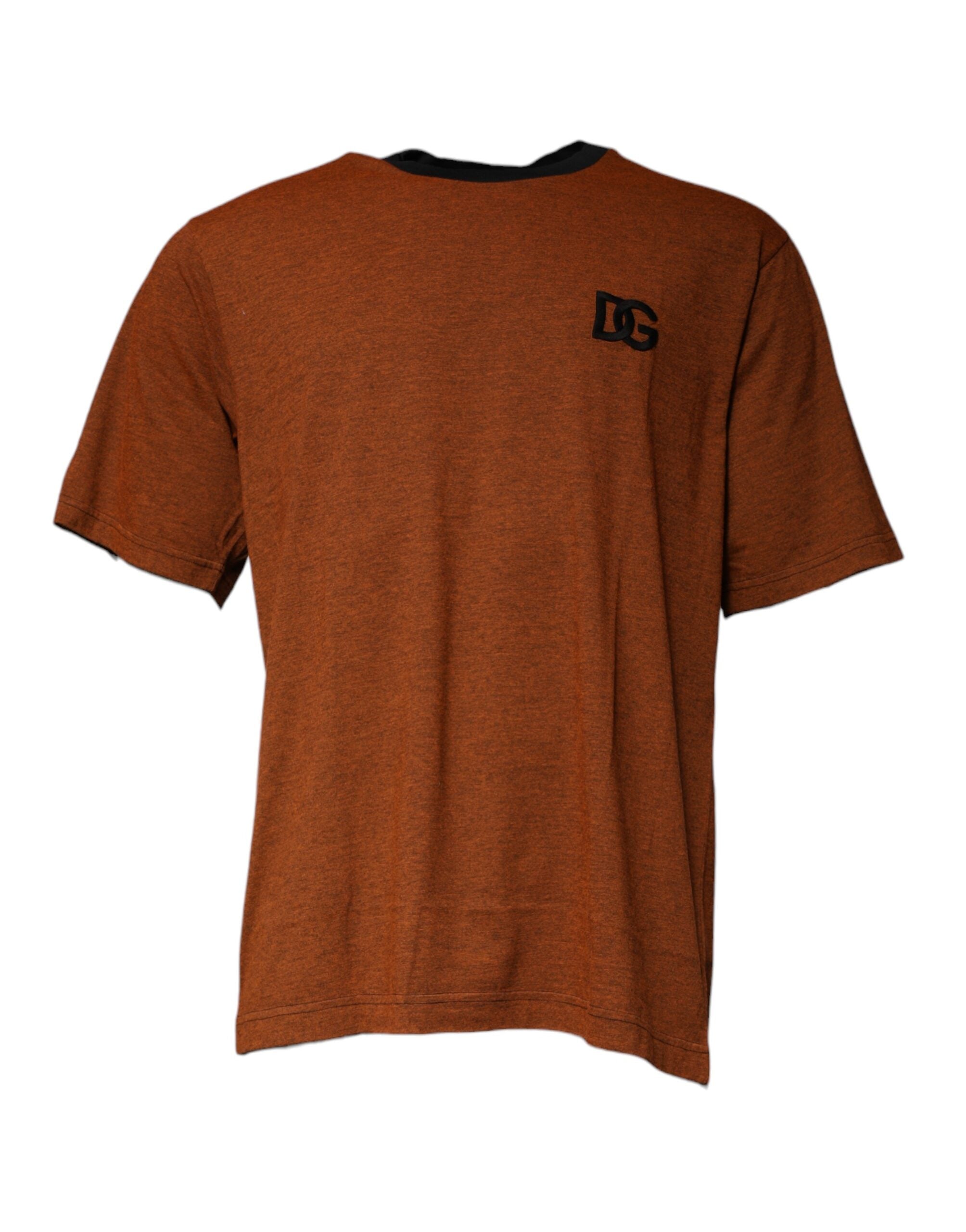 Brown DG Logo Cotton Crew Neck T-shirt - ventzia