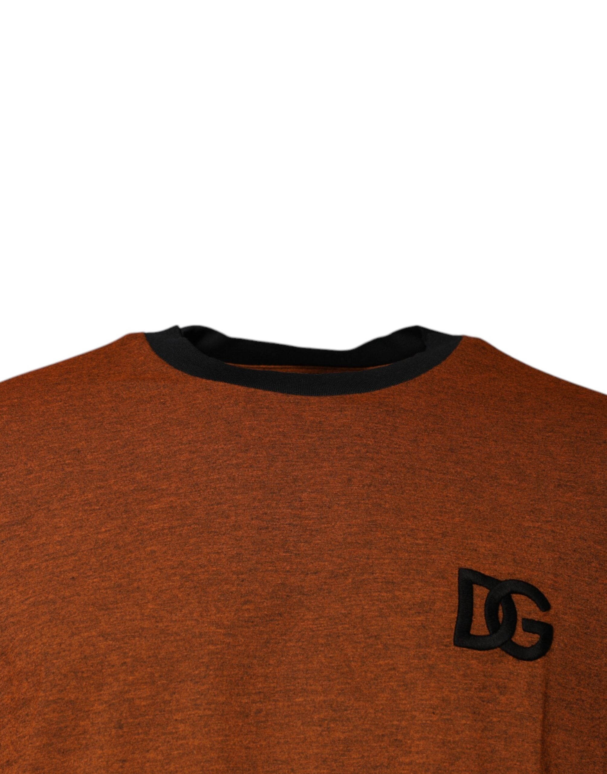 Brown DG Logo Cotton Crew Neck T-shirt - ventzia