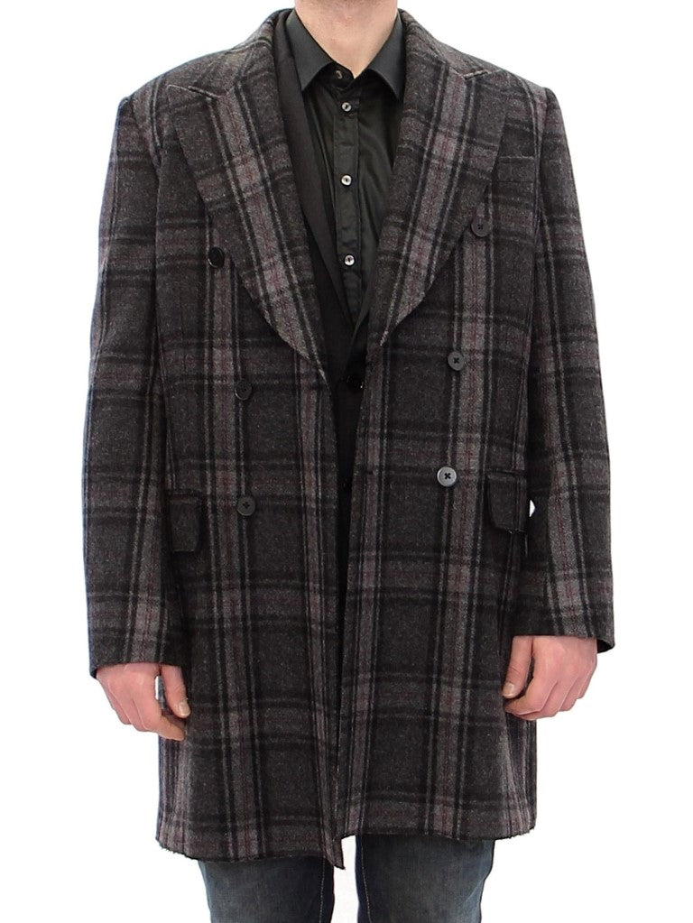 Sicilia Checkered Wool Blend Coat - ventzia