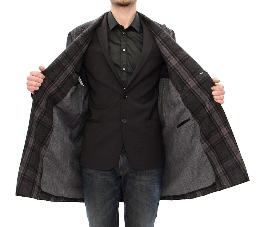 Sicilia Checkered Wool Blend Coat - ventzia