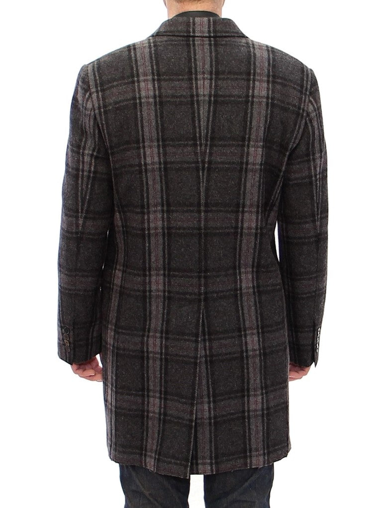 Sicilia Checkered Wool Blend Coat - ventzia