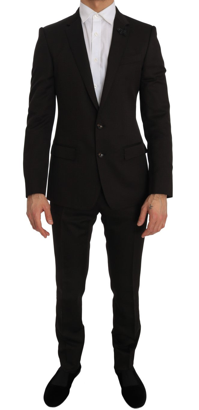 Elegant Brown Jacquard Martini Suit - ventzia