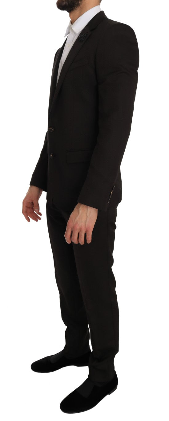 Elegant Brown Jacquard Martini Suit - ventzia
