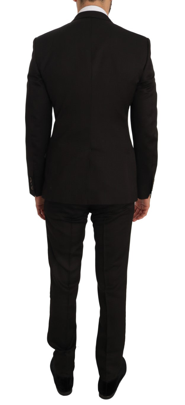 Elegant Brown Jacquard Martini Suit - ventzia