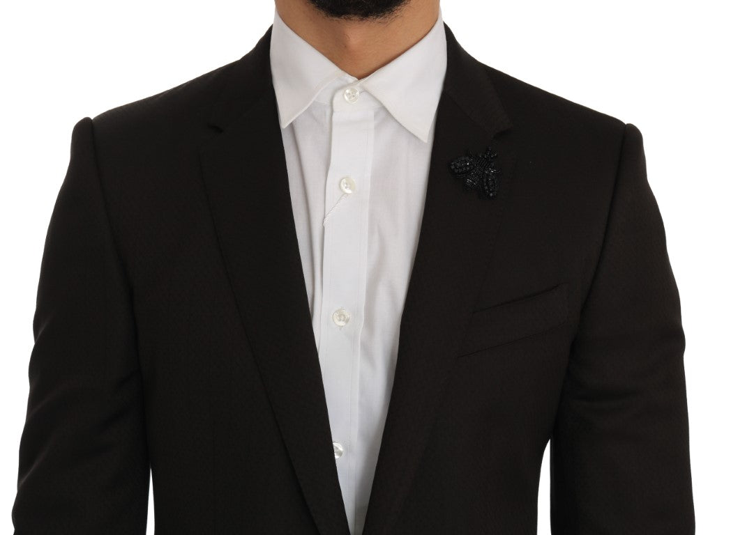 Elegant Brown Jacquard Martini Suit - ventzia