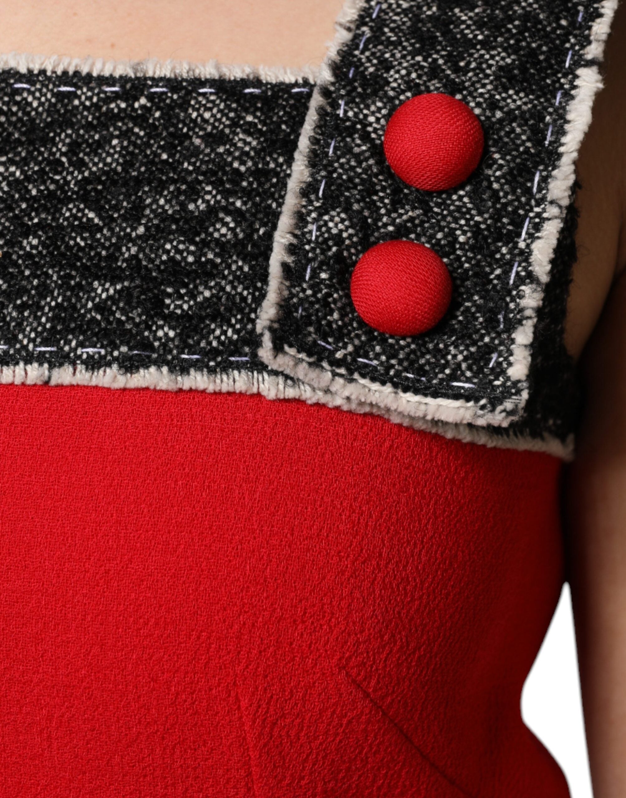 Red Wool Sleeveless A-line Flared Mini Dress - ventzia
