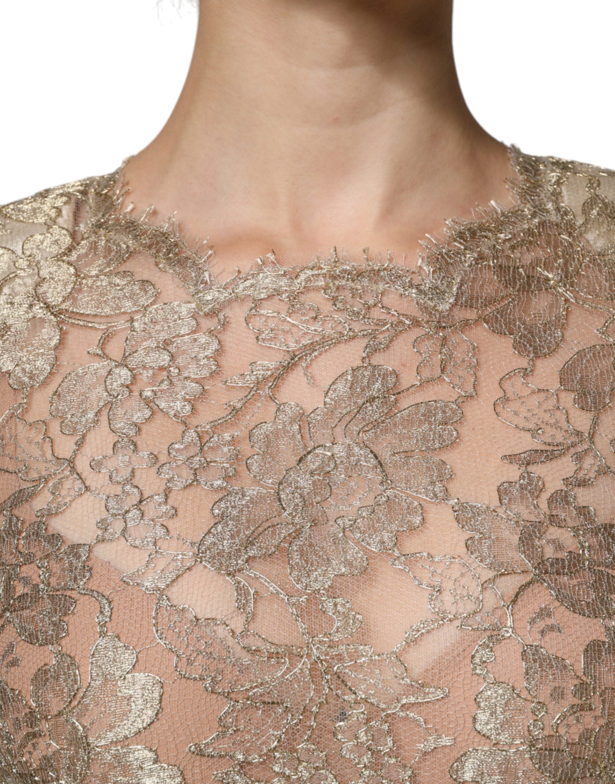 Gold Floral Lace A-line Sheath Mini Dress - ventzia