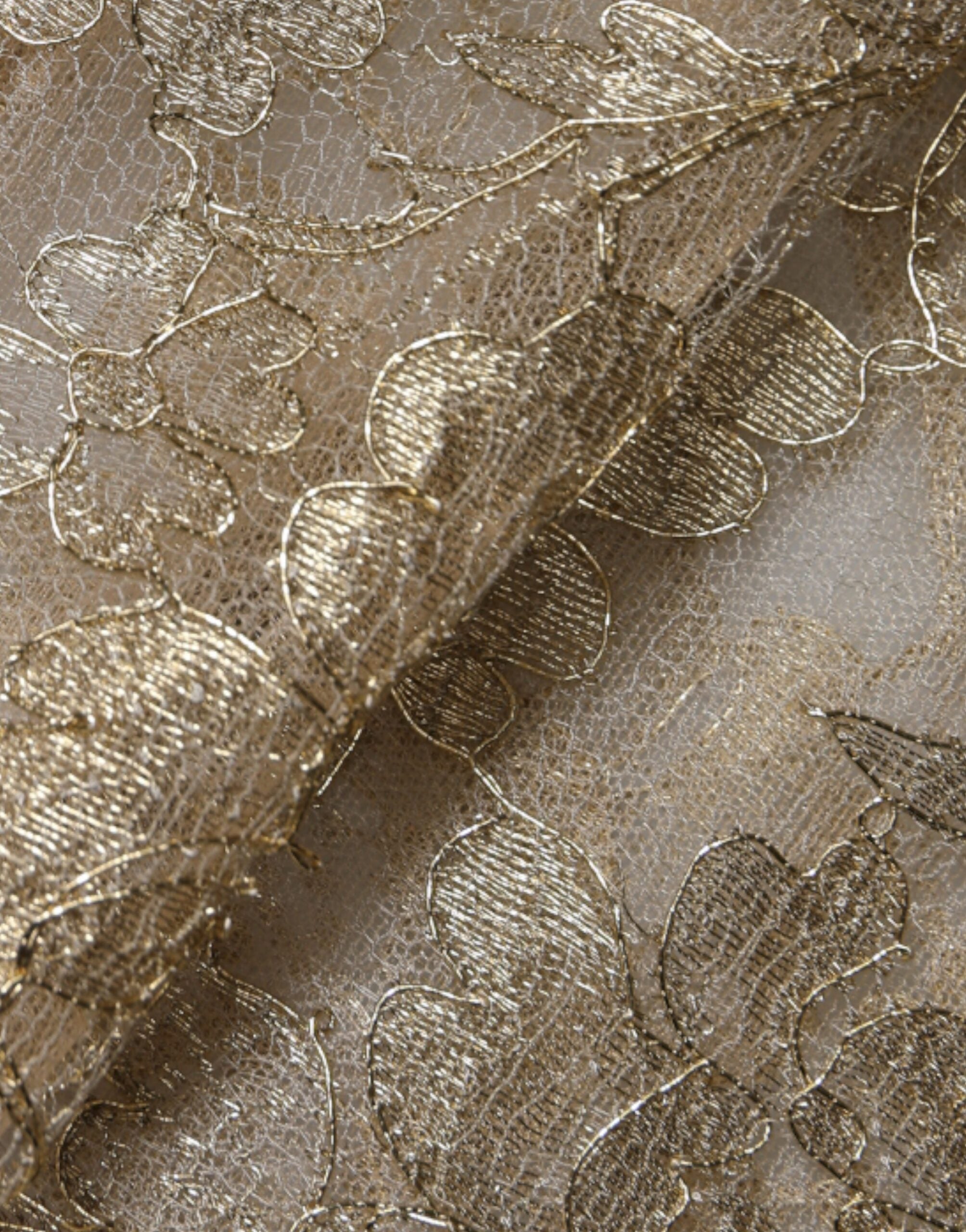Gold Floral Lace A-line Sheath Mini Dress - ventzia