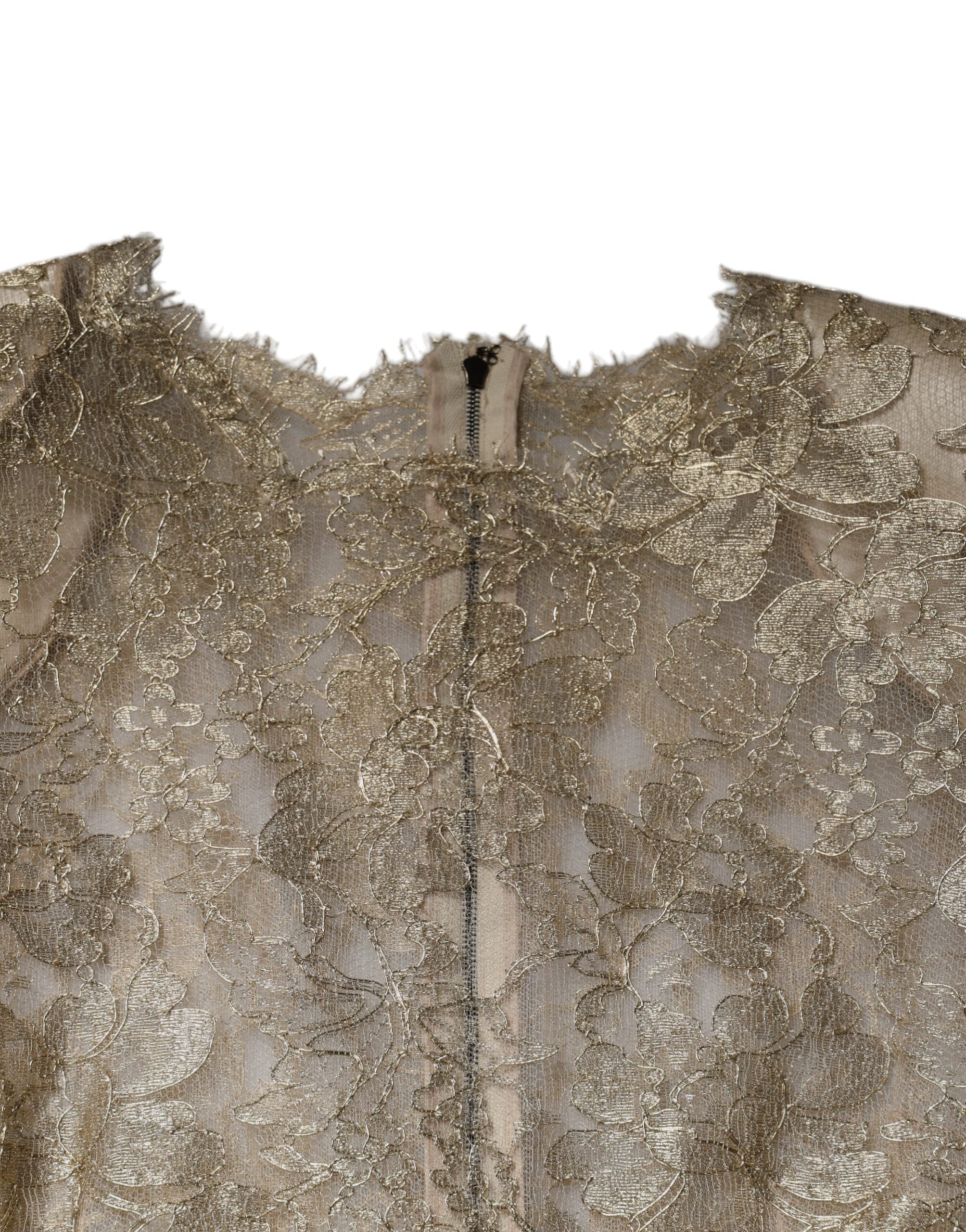 Gold Floral Lace A-line Sheath Mini Dress - ventzia