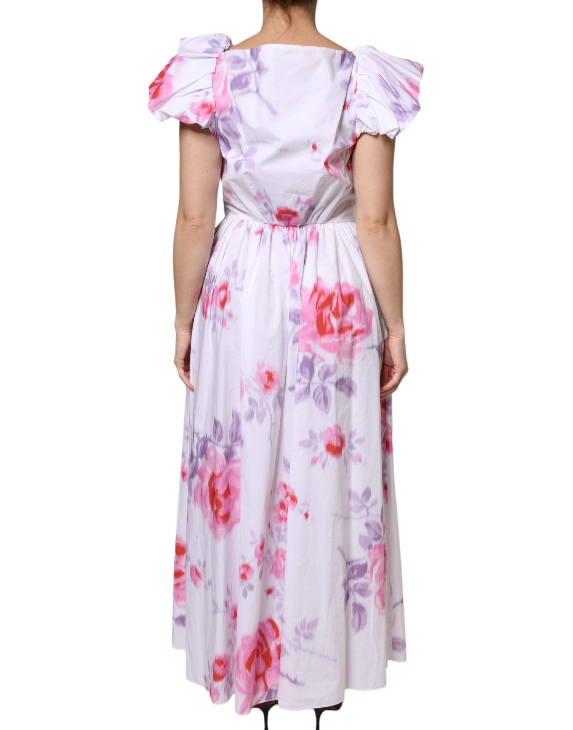 White Floral Cotton Maxi Dress - ventzia