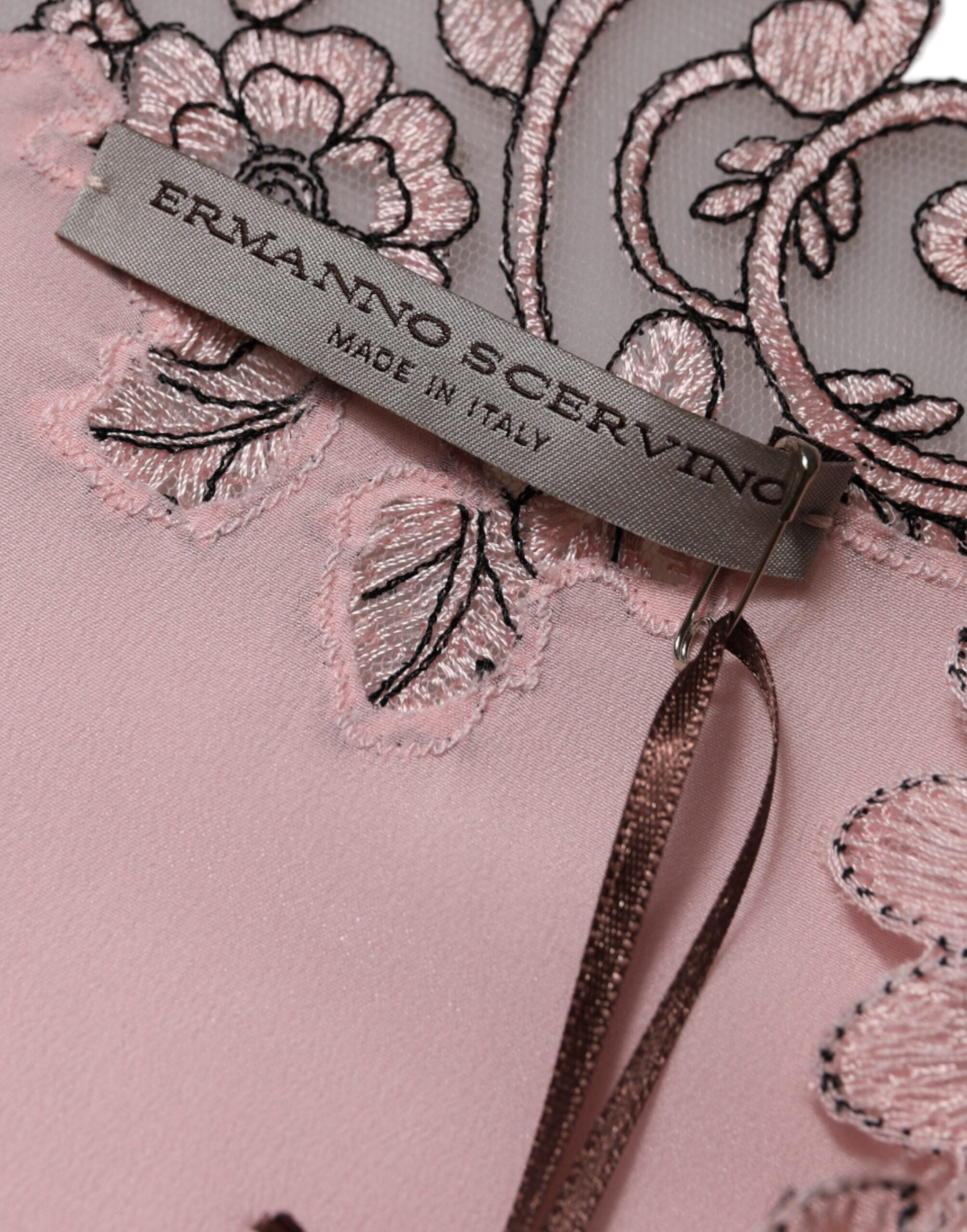 Pink Floral Lace Short Sleeves V-neck Midi Dress - ventzia