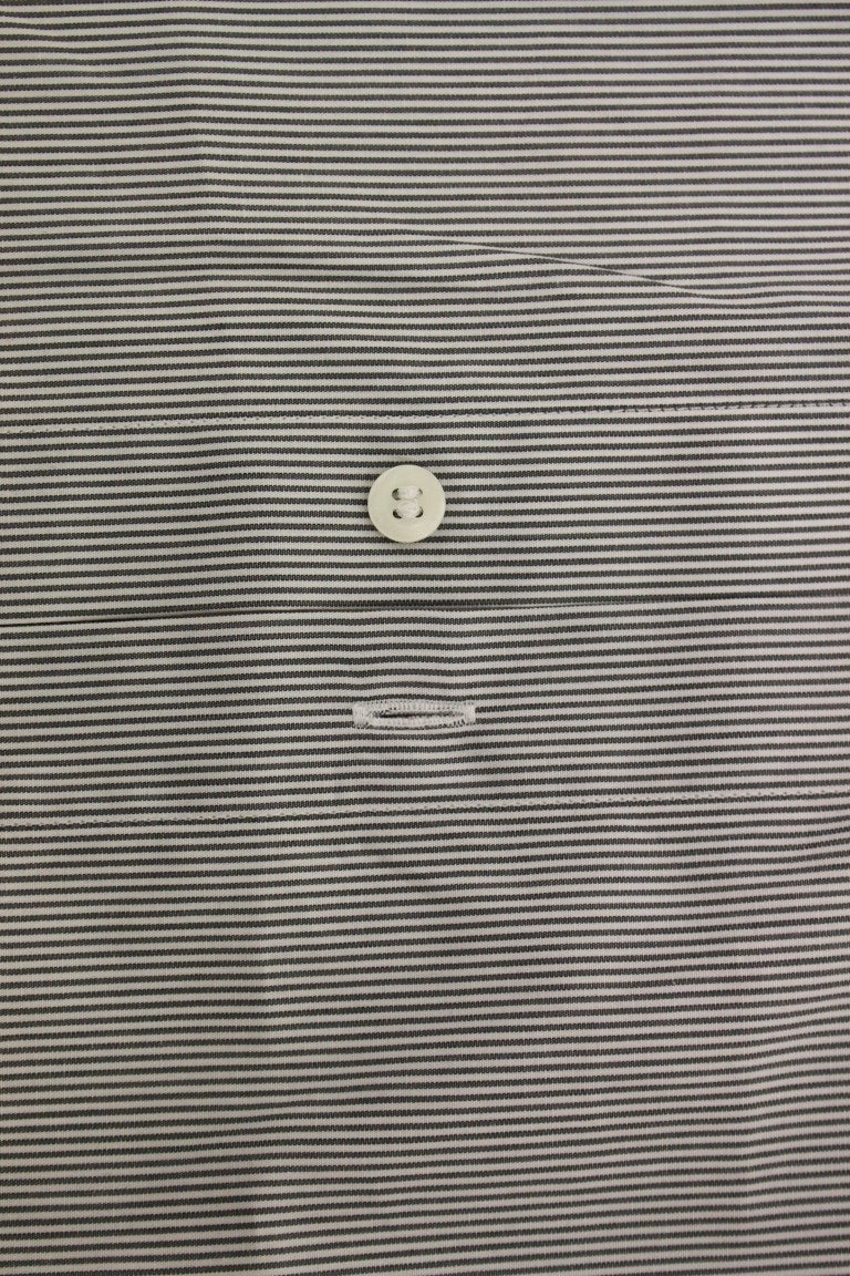 Chic Gray Striped Cotton Casual Shirt - ventzia