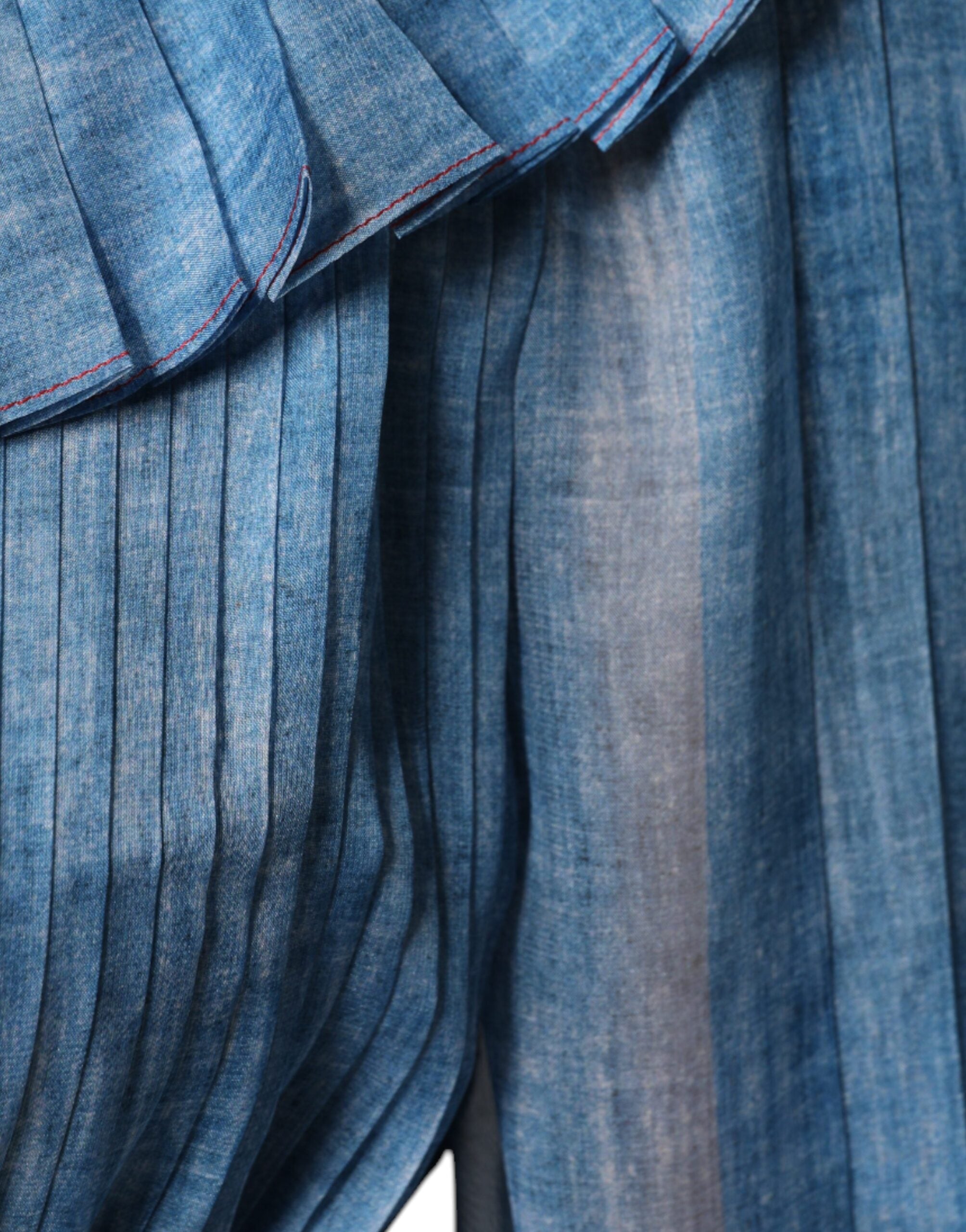 Blue Layered Long Sleeve Dress - ventzia
