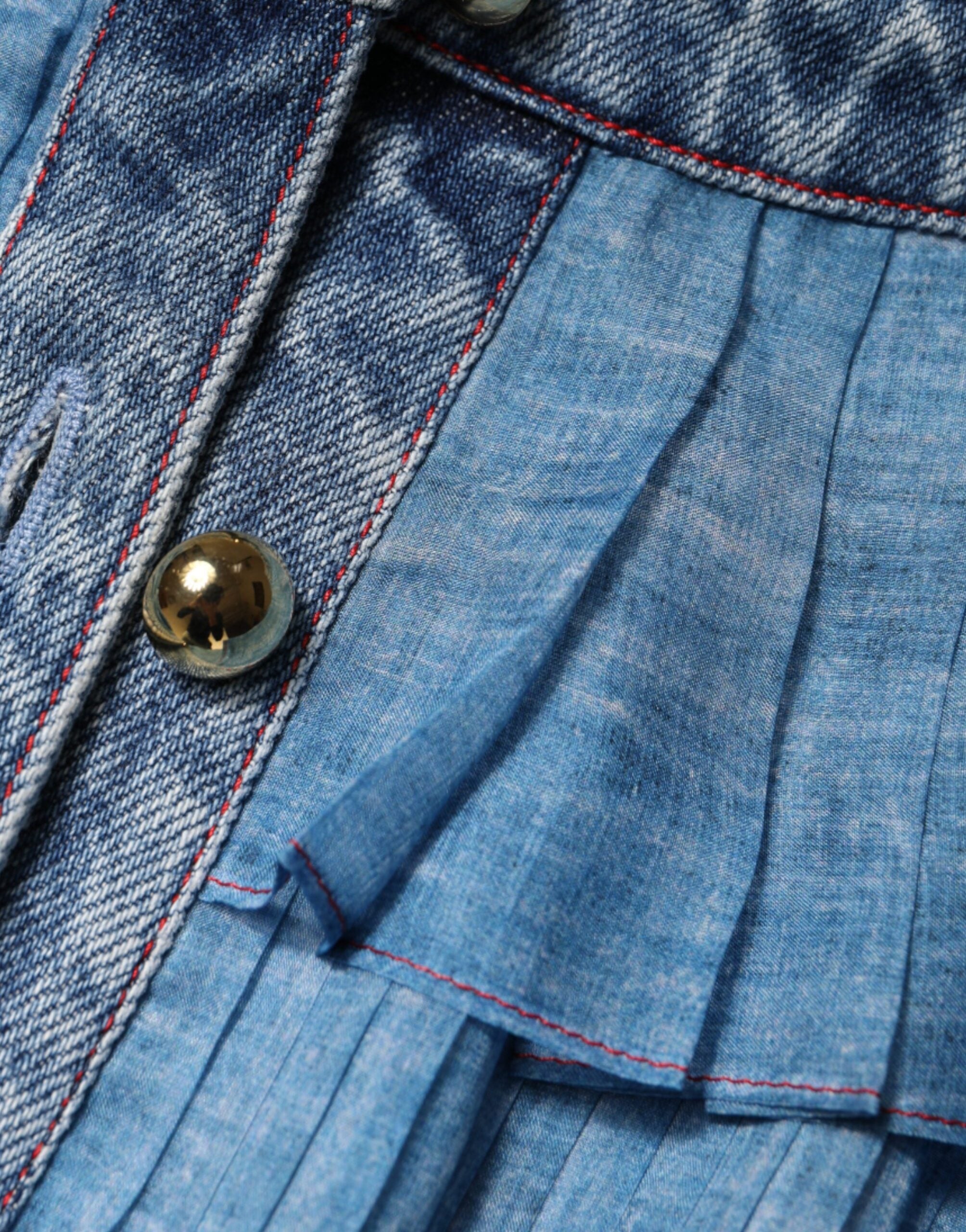 Blue Layered Long Sleeve Dress - ventzia