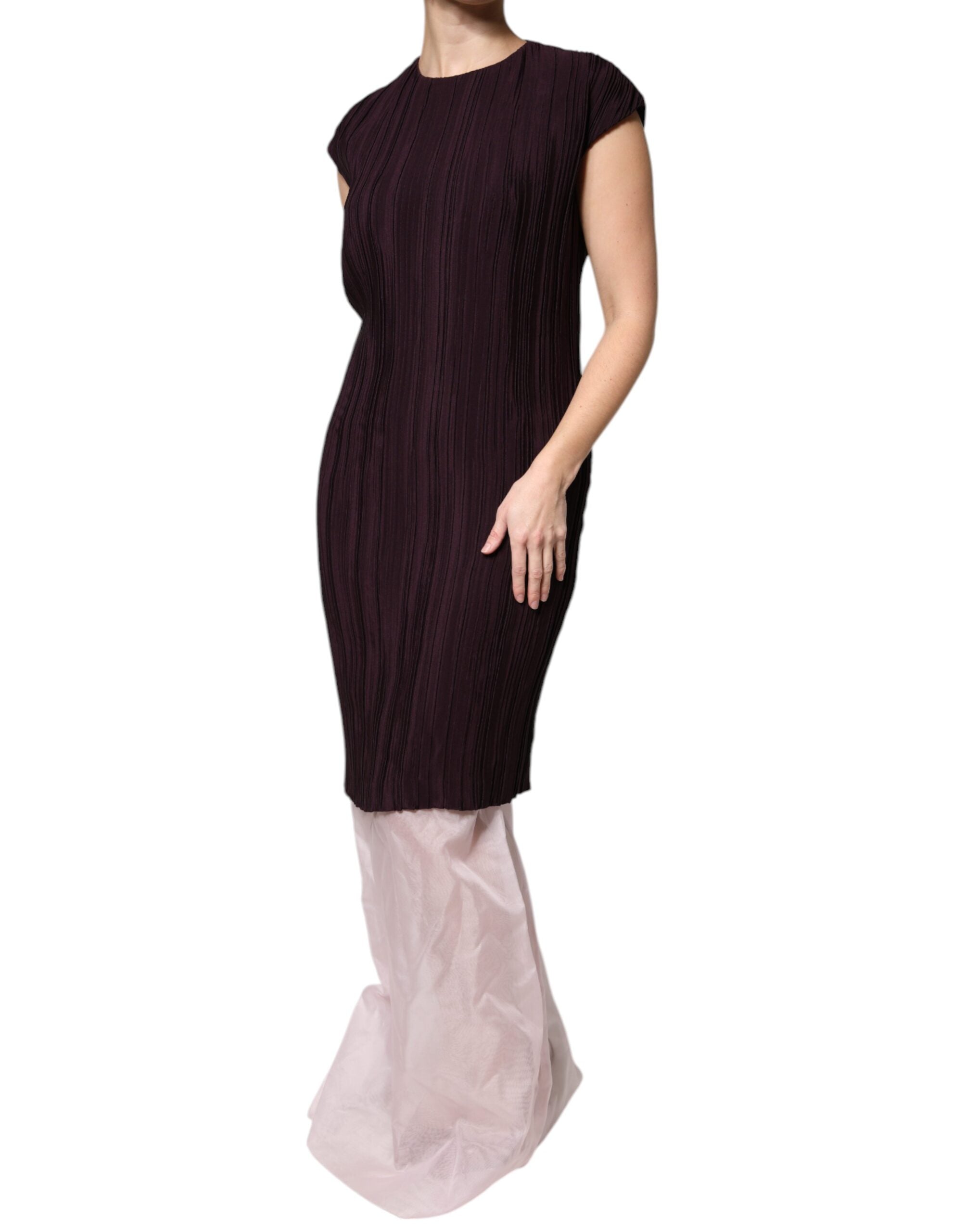 Brown Silk Short Sleeves Sheath Maxi Dress - ventzia