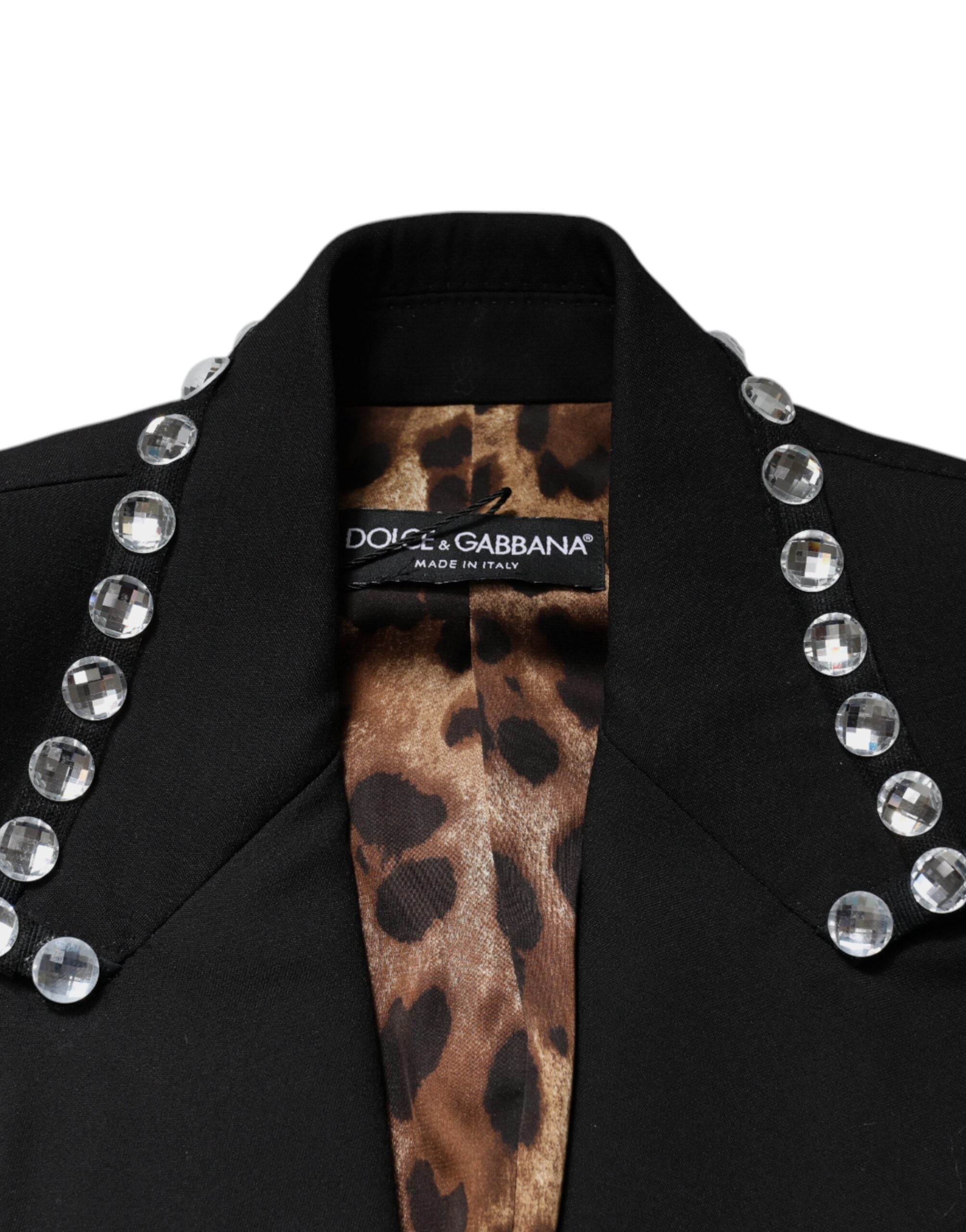 Black Crystal Double Breasted Blazer Jacket - ventzia