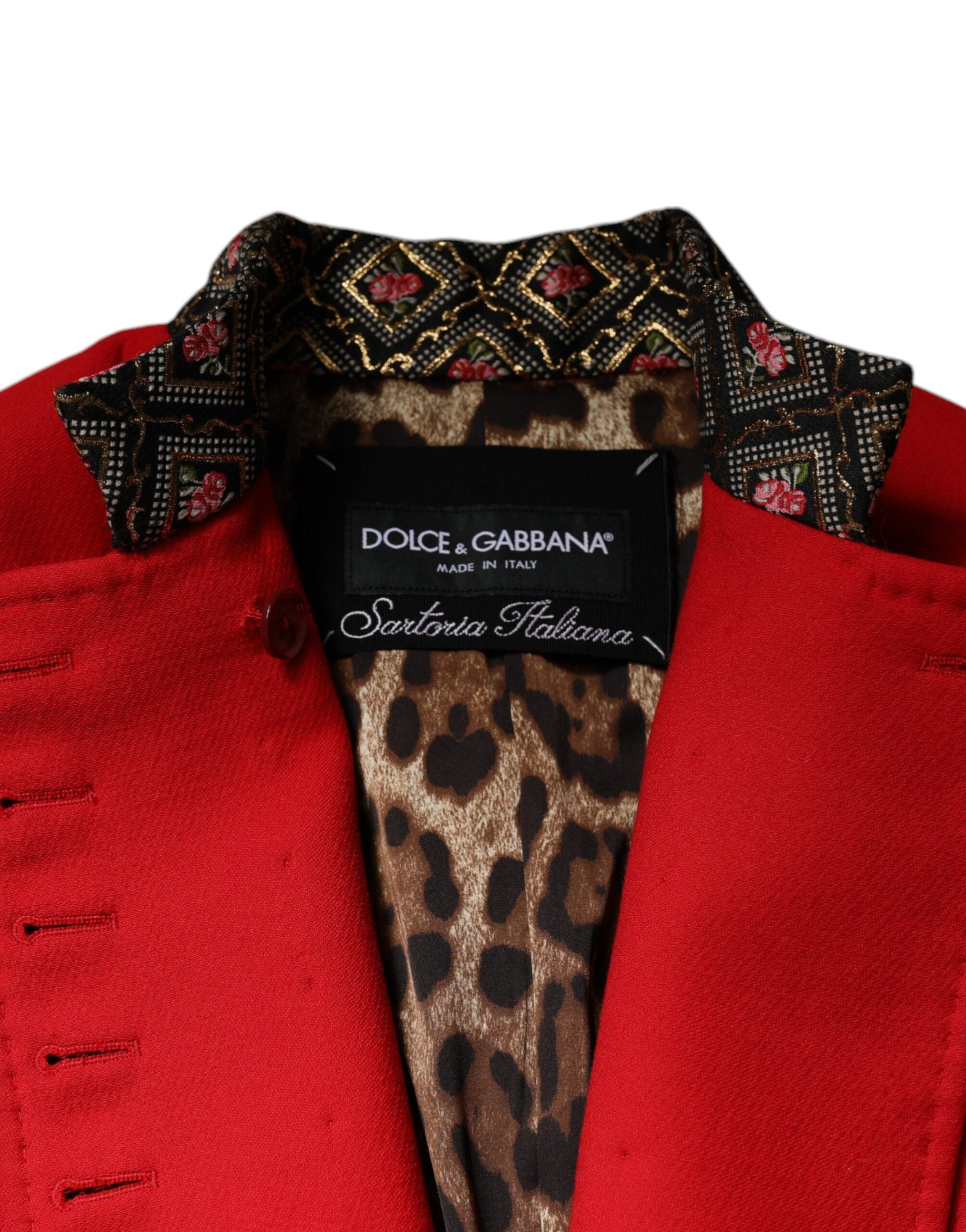 Red Jacquard Wool Women Trenchcoat Jacket - ventzia