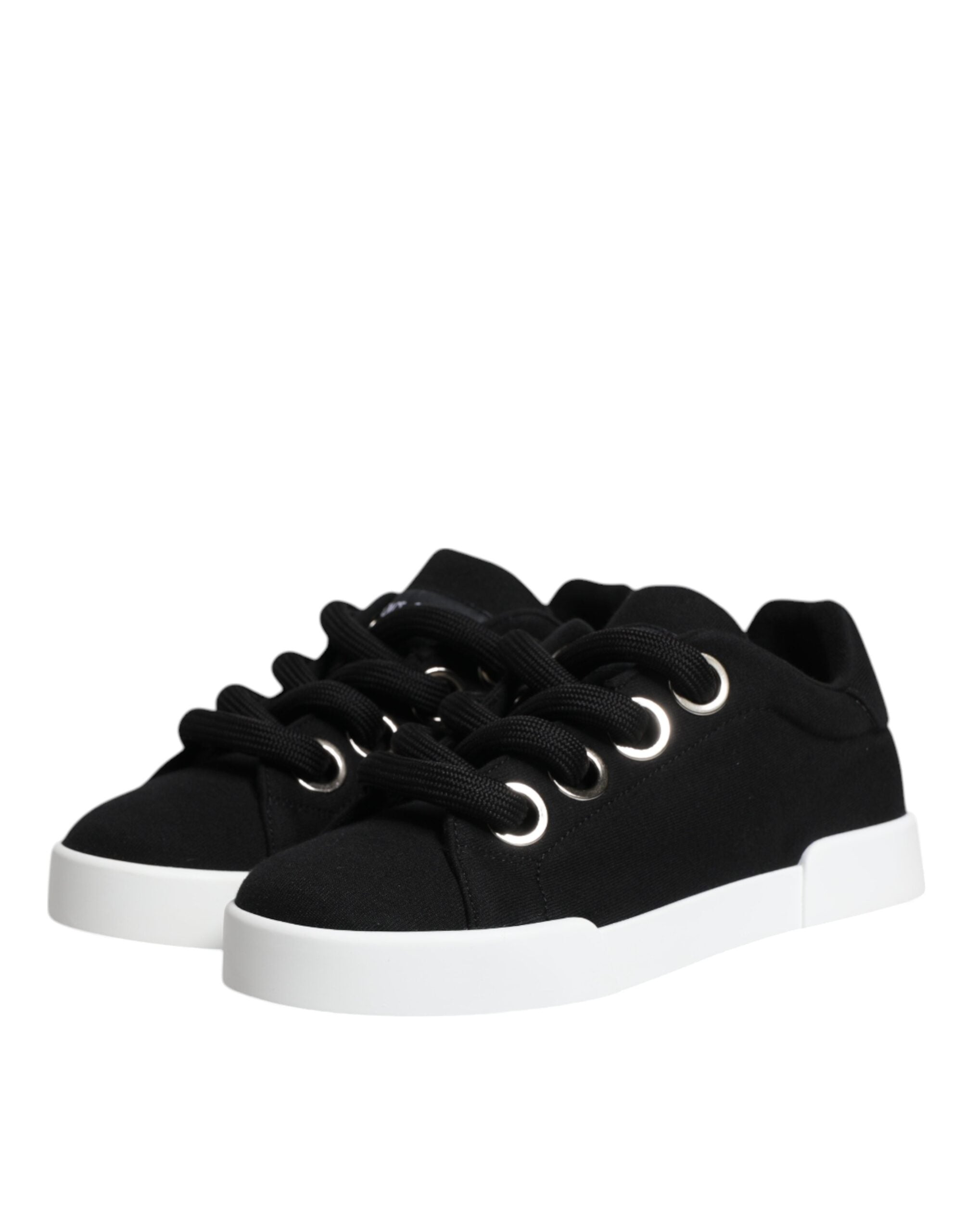 Black Portofino Low Top Sneakers Shoes - ventzia