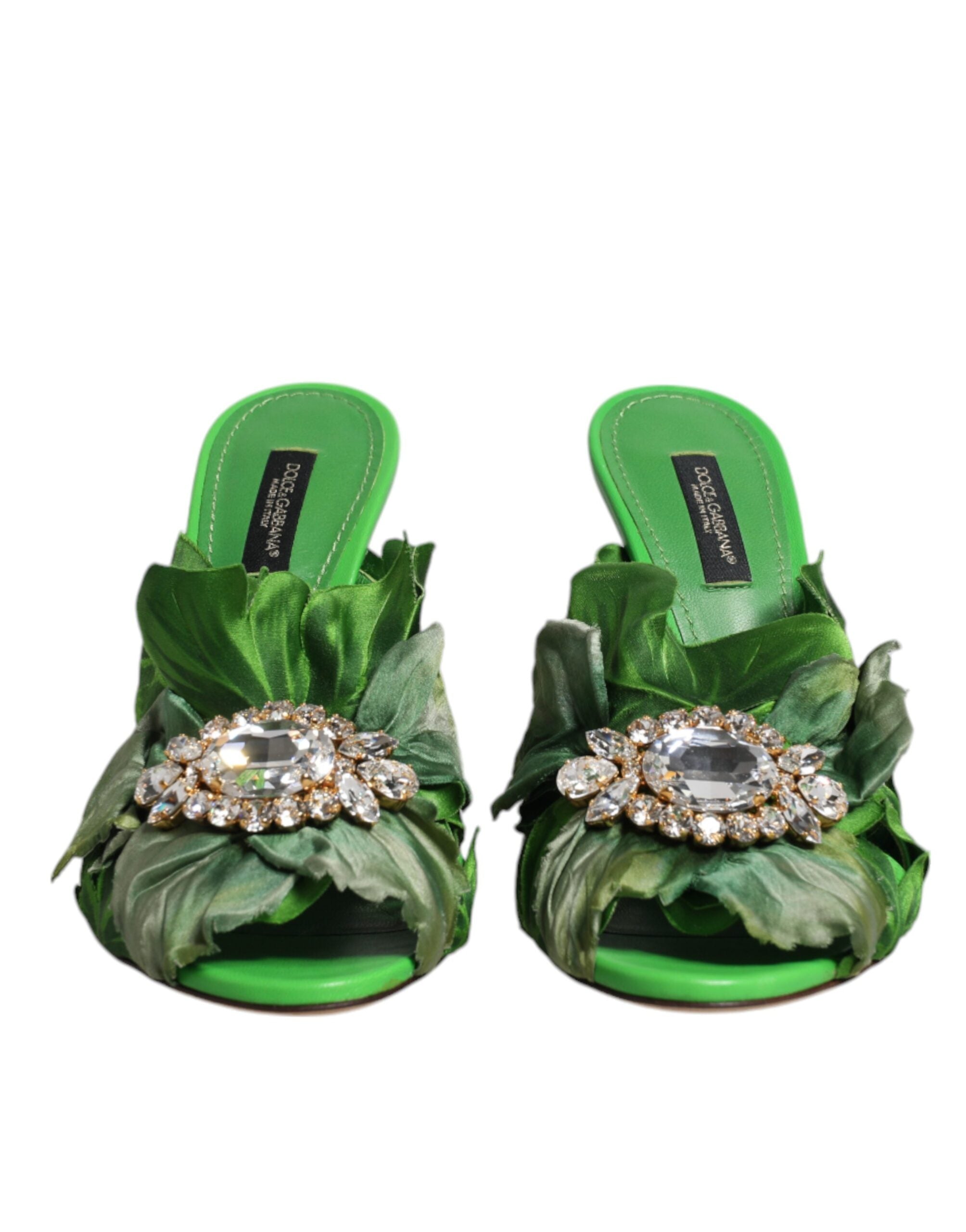 Green Crystal Slides KEIRA Sandal Shoes - ventzia