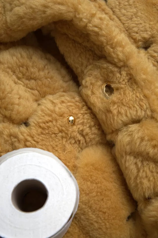 Yellow Wool Long Teddy Coat Jacket - ventzia