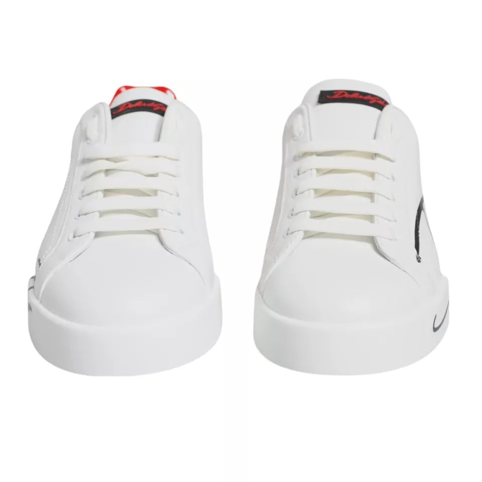 White Red Portofino Low Top Sneakers Shoes - ventzia