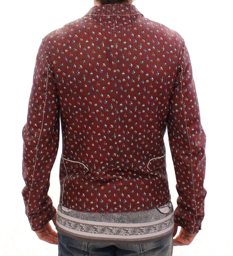 Exclusive Boxer Print Bordeaux Leather Jacket - ventzia