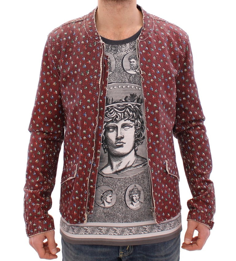 Exclusive Boxer Print Bordeaux Leather Jacket - ventzia