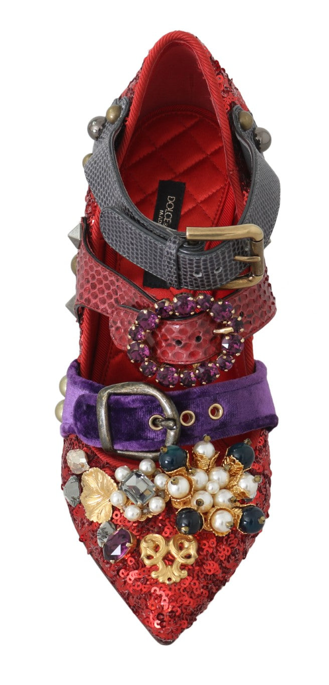 Red Bellucci Alta Moda Embellished Pumps - ventzia