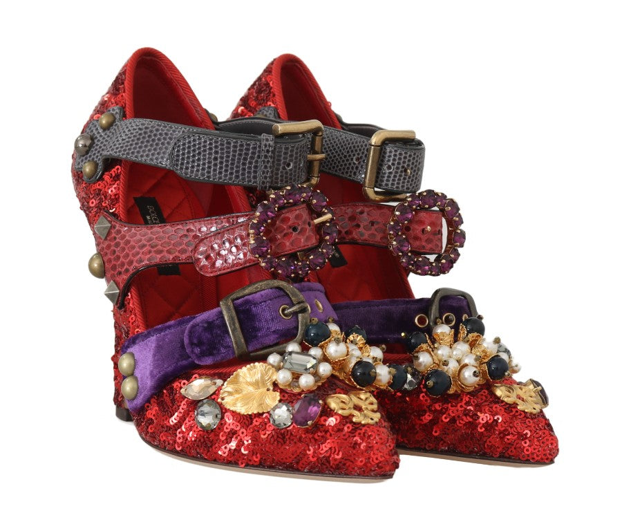 Red Bellucci Alta Moda Embellished Pumps - ventzia