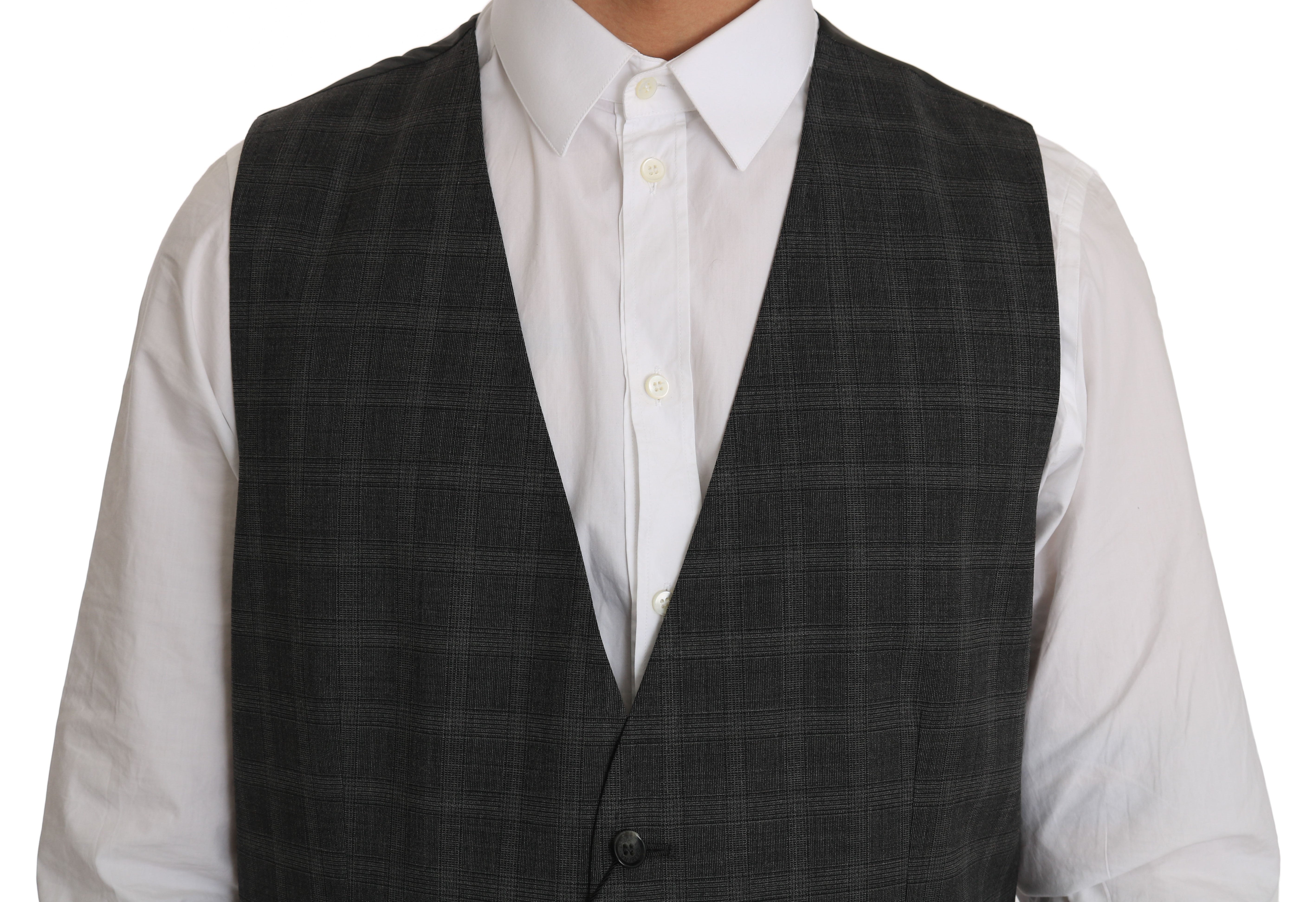 Elegant Checkered Wool Vest for the Urbane Man - ventzia