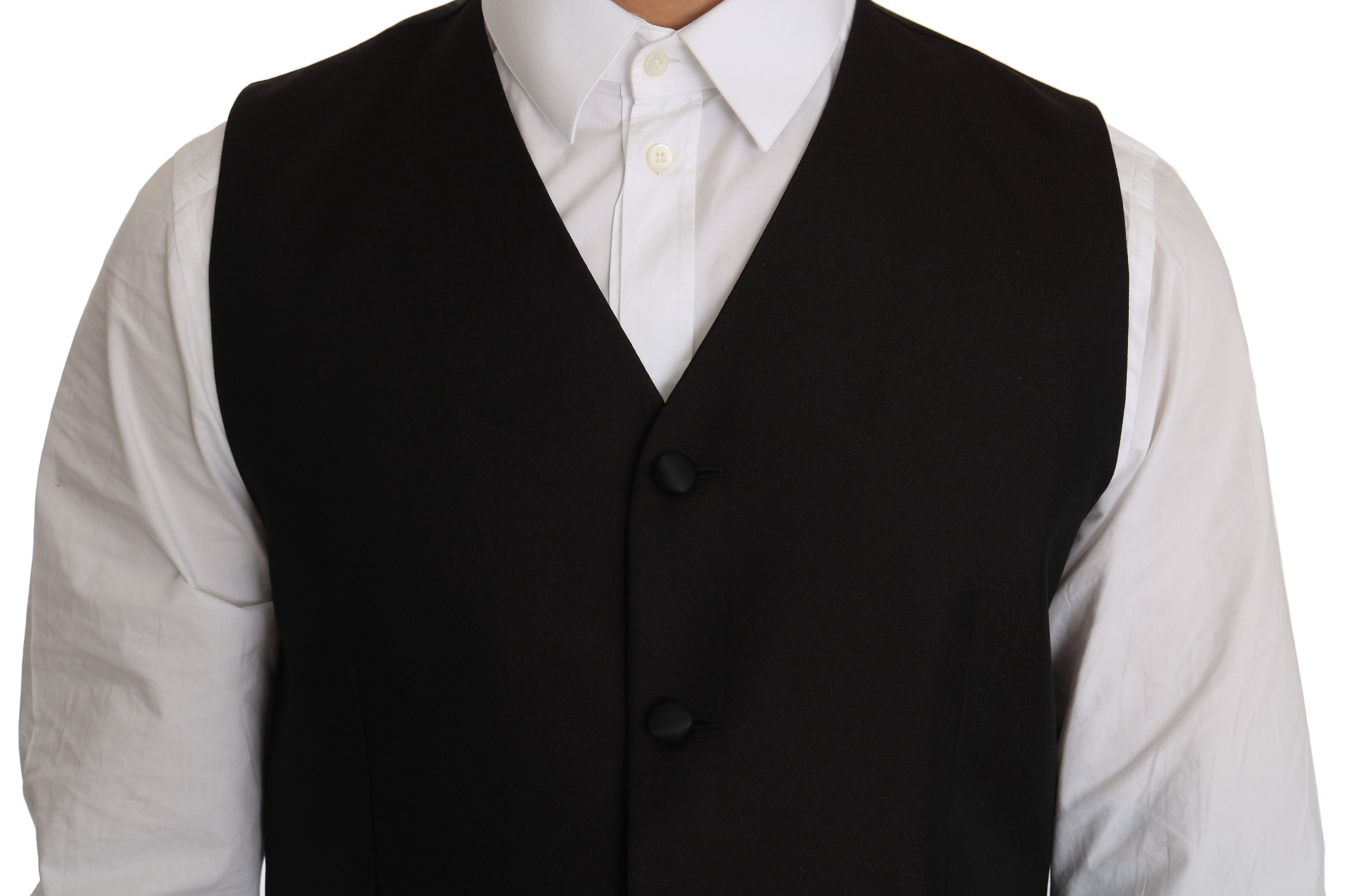 Elegant Black Silk Blend Formal Vest - ventzia