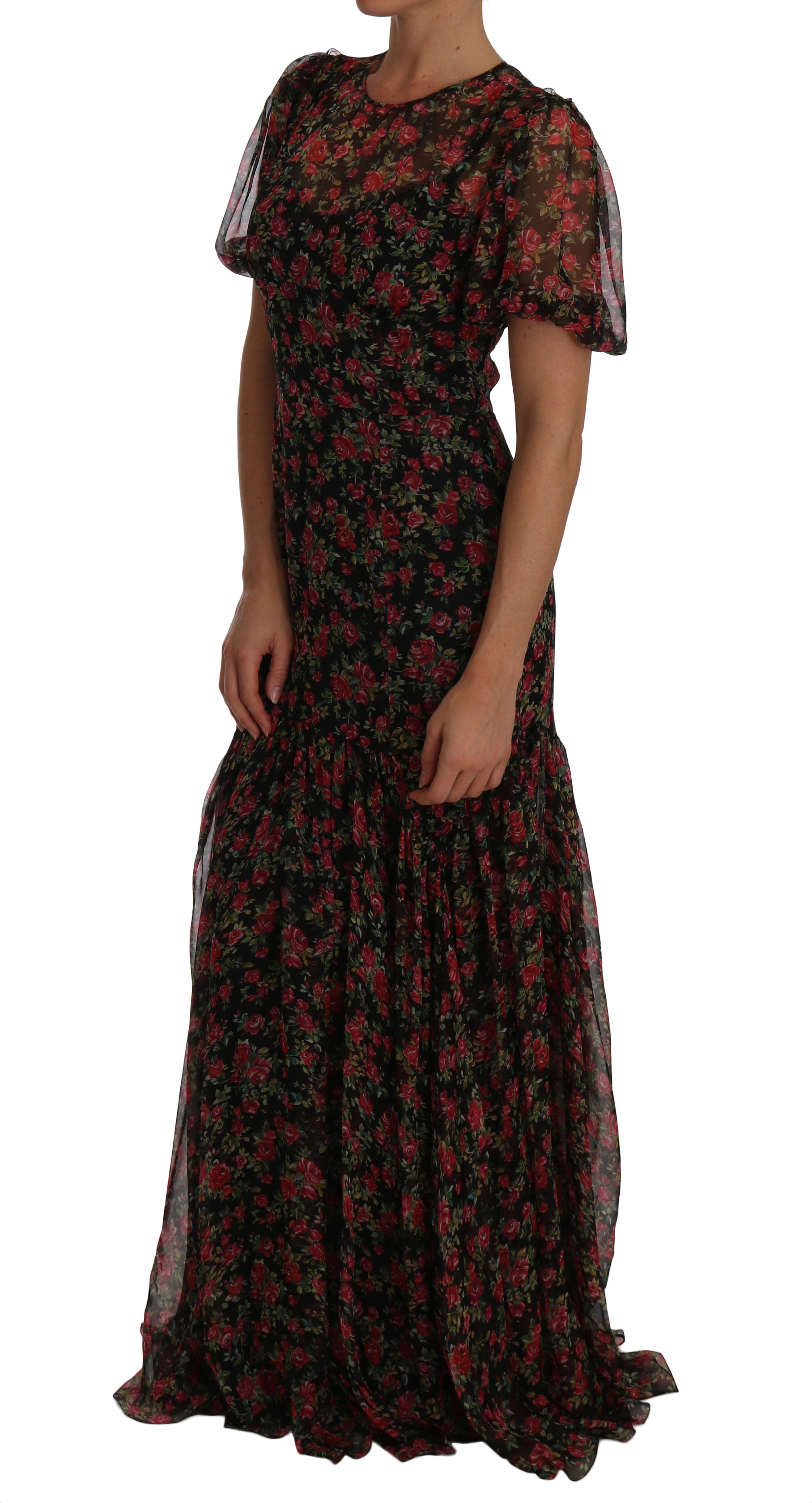 Elegant Floral A-Line Silk Dress - ventzia
