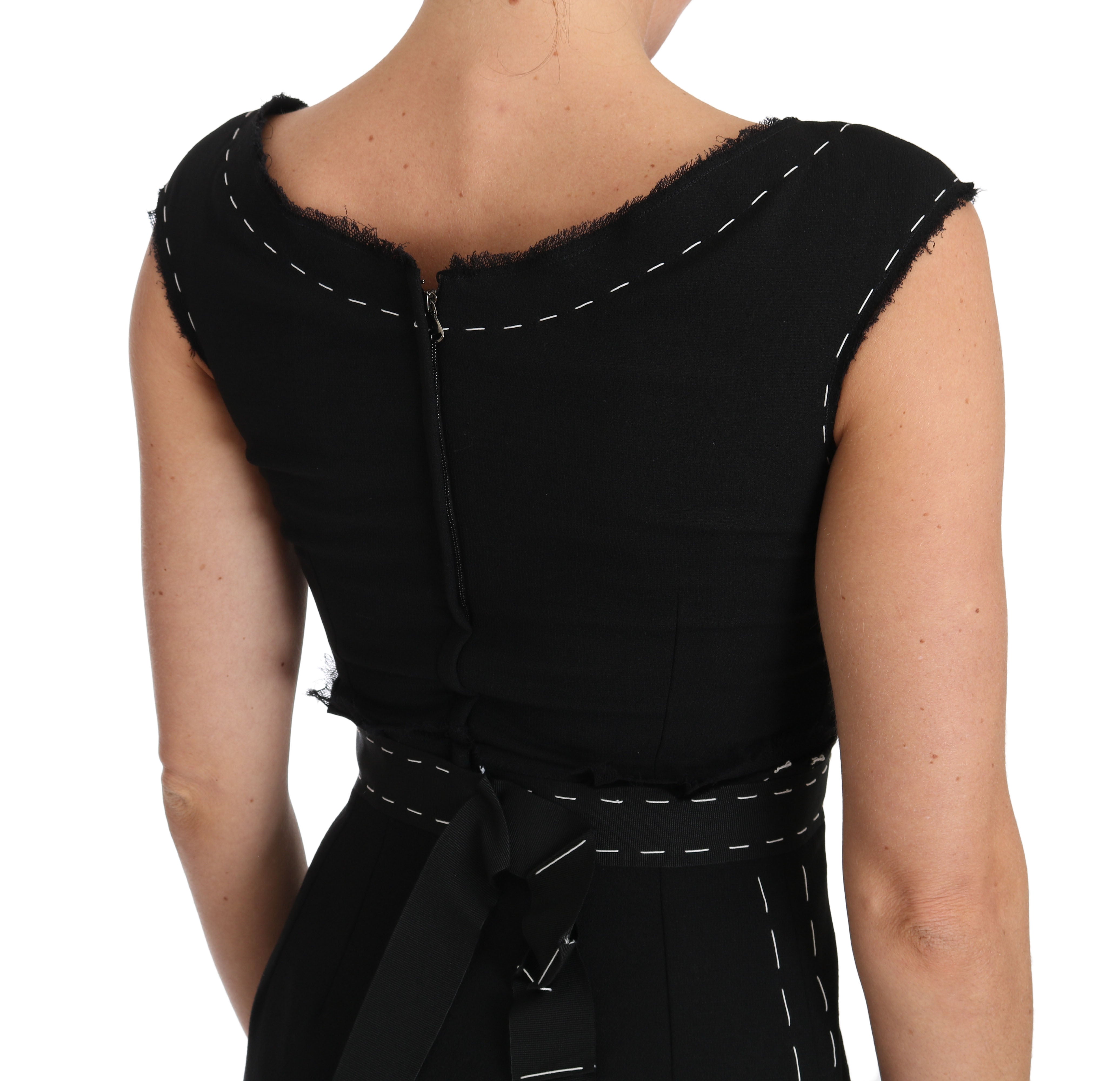 Elegant Black Sheath Wool Dress - ventzia