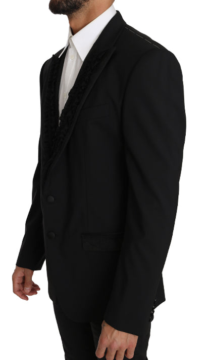 Elegant Black Slim Fit Martini Blazer Jacket - ventzia