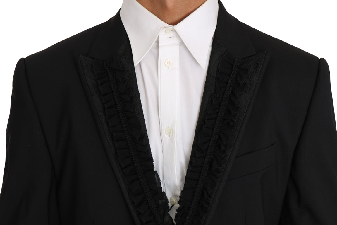 Elegant Black Slim Fit Martini Blazer Jacket - ventzia