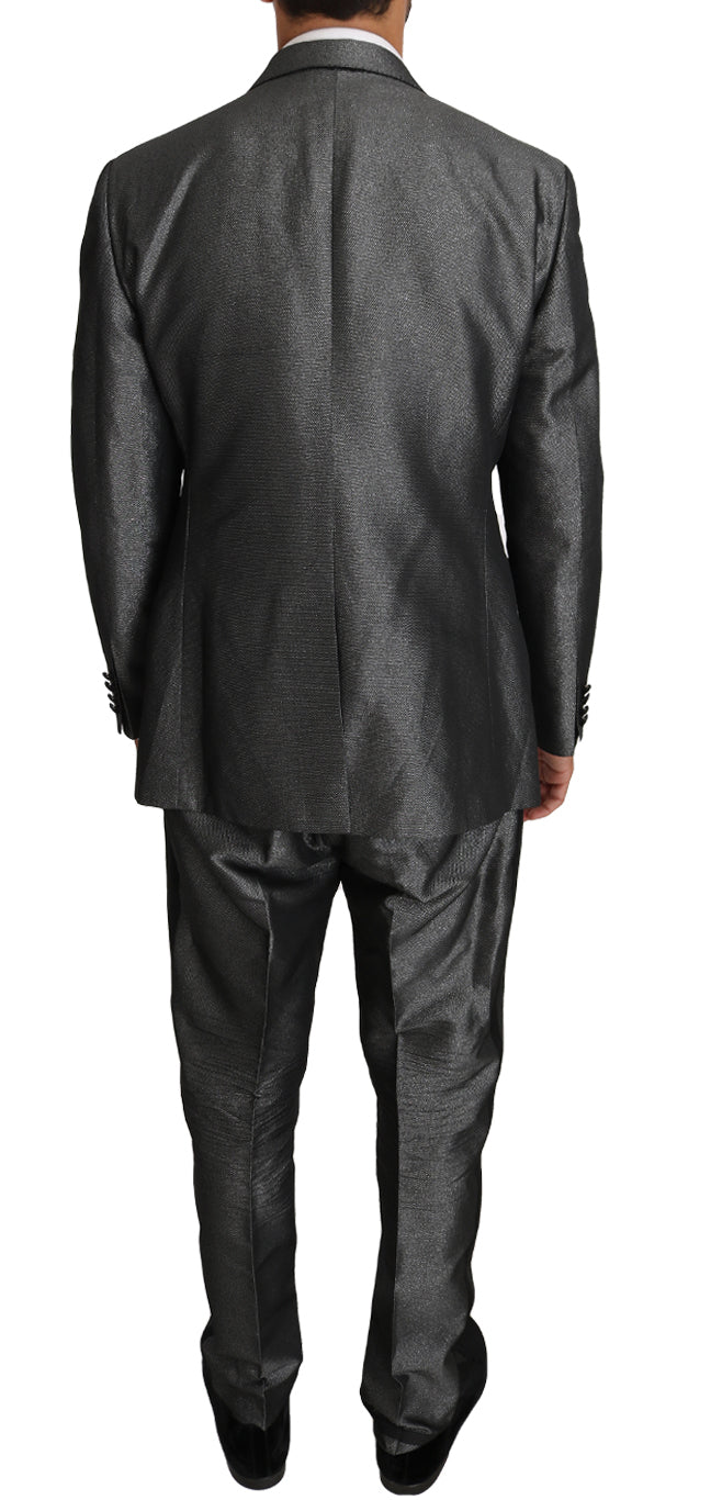 Elegant Gray Patterned Martini Suit - ventzia