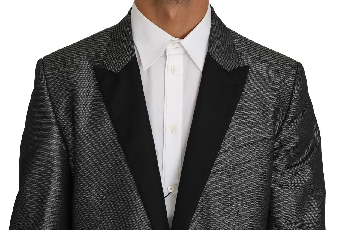 Elegant Gray Patterned Martini Suit - ventzia