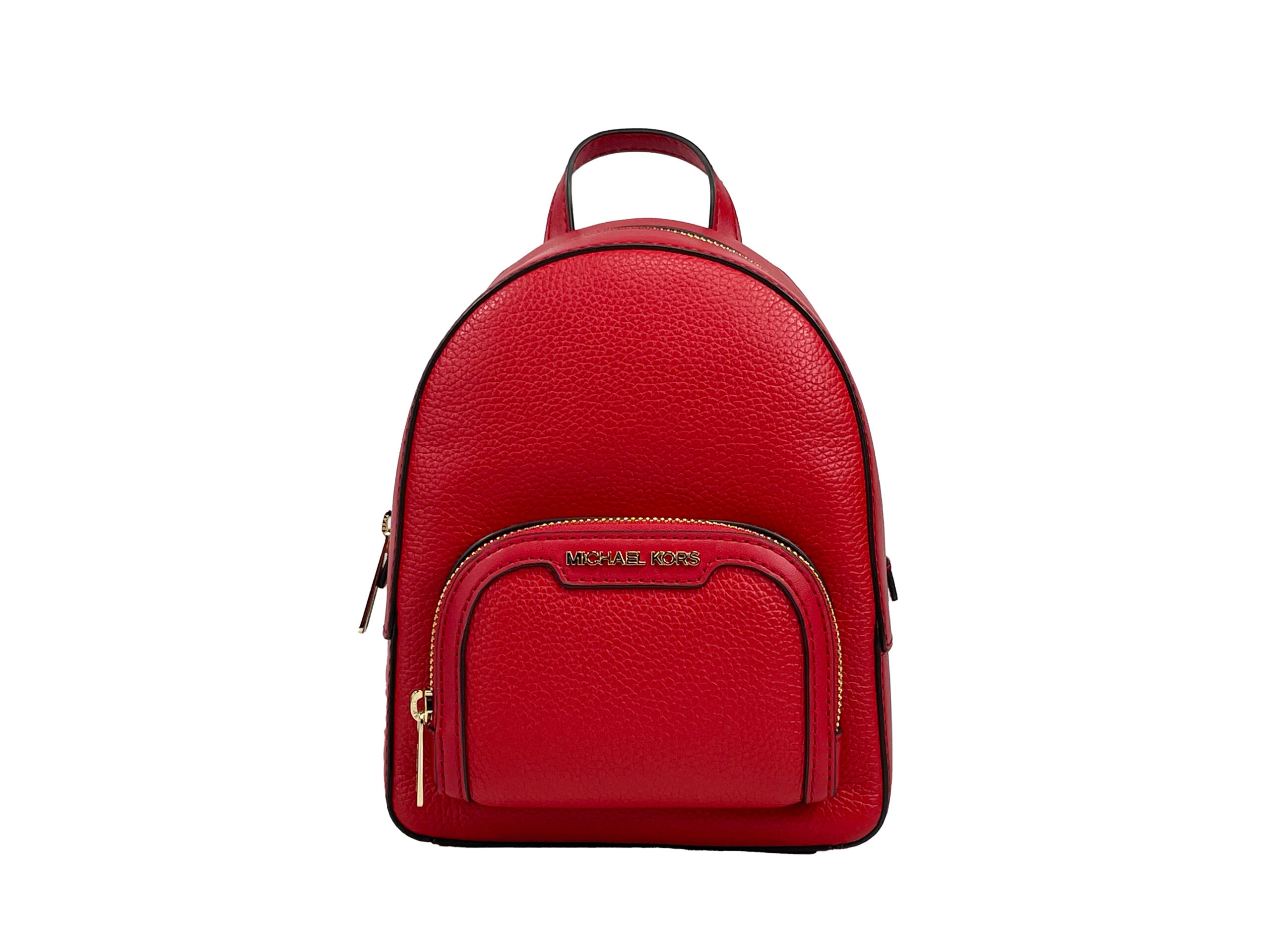 Jaycee Mini XS Leather Zip Pocket Backpack Red - ventzia