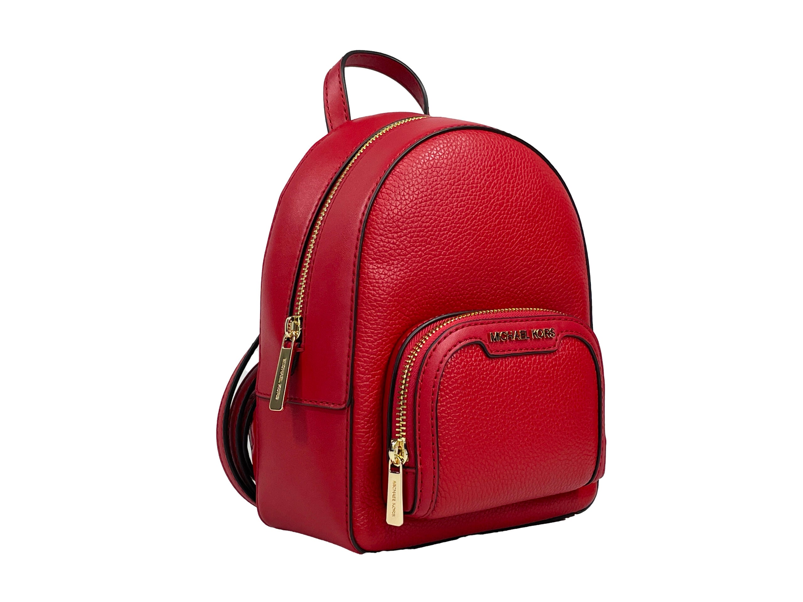 Jaycee Mini XS Leather Zip Pocket Backpack Red - ventzia