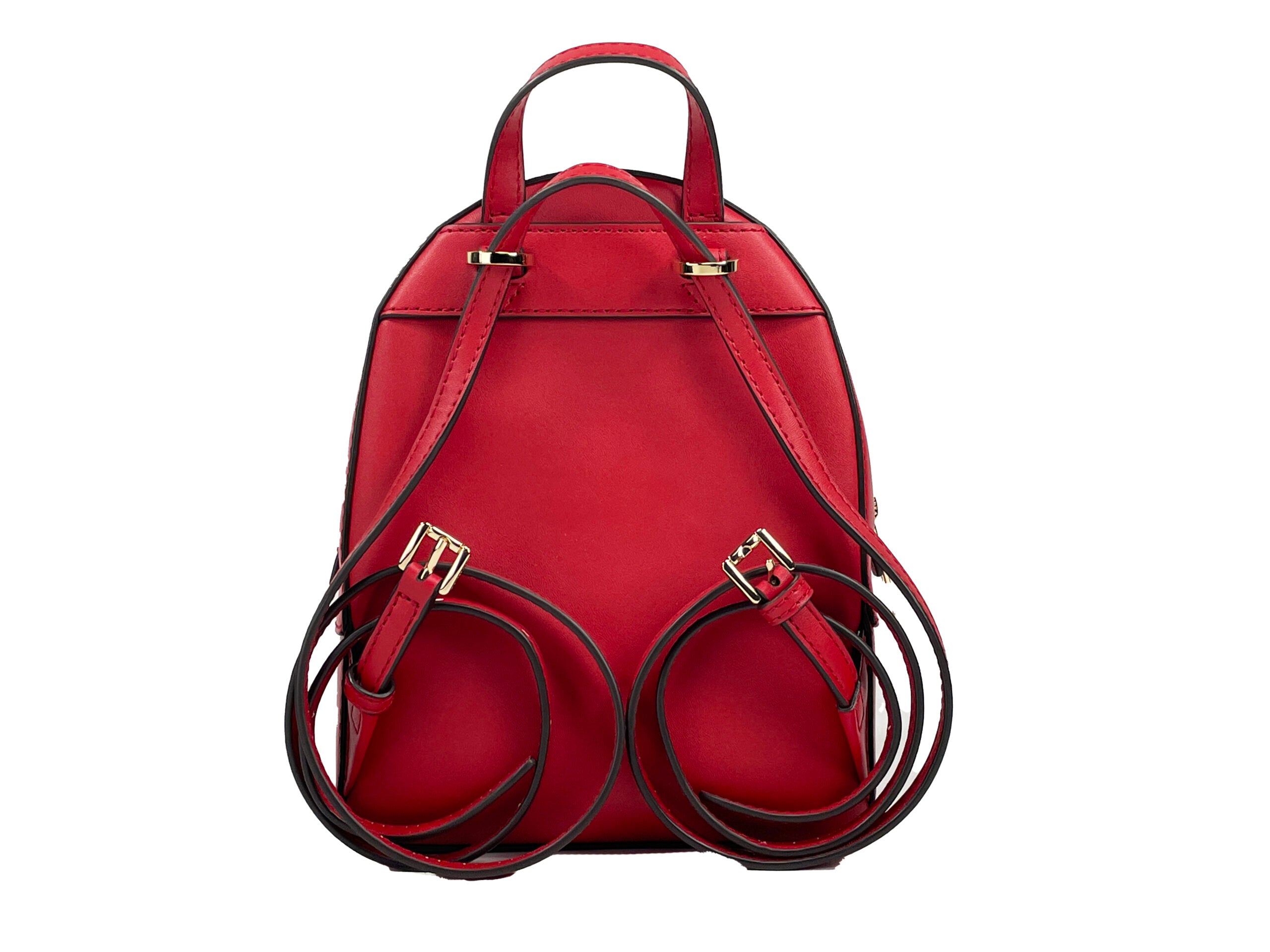 Jaycee Mini XS Leather Zip Pocket Backpack Red - ventzia